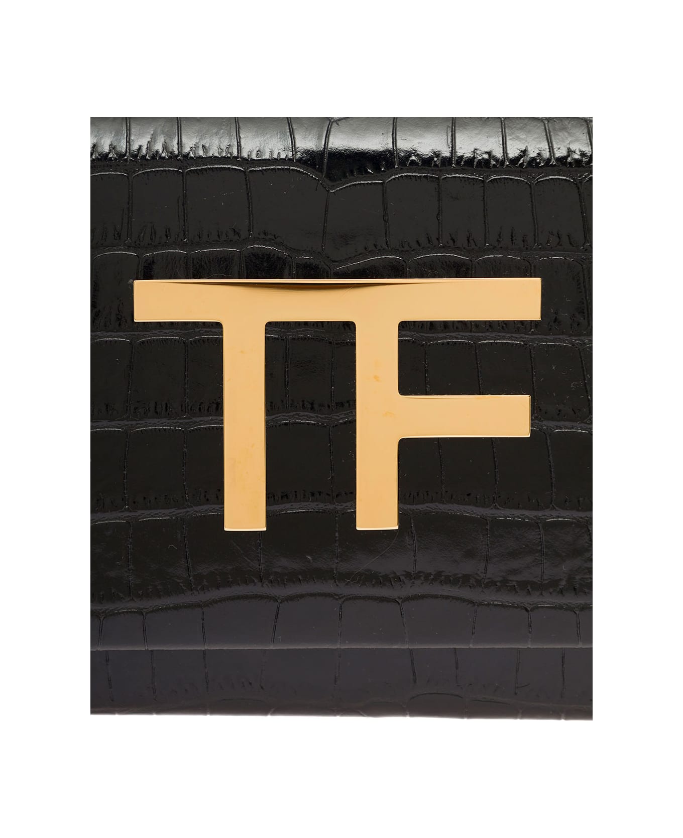 Tom Ford Black Shoulder Bag With Tf Logo Detail In Coco Leather Woman - Black ショルダーバッグ