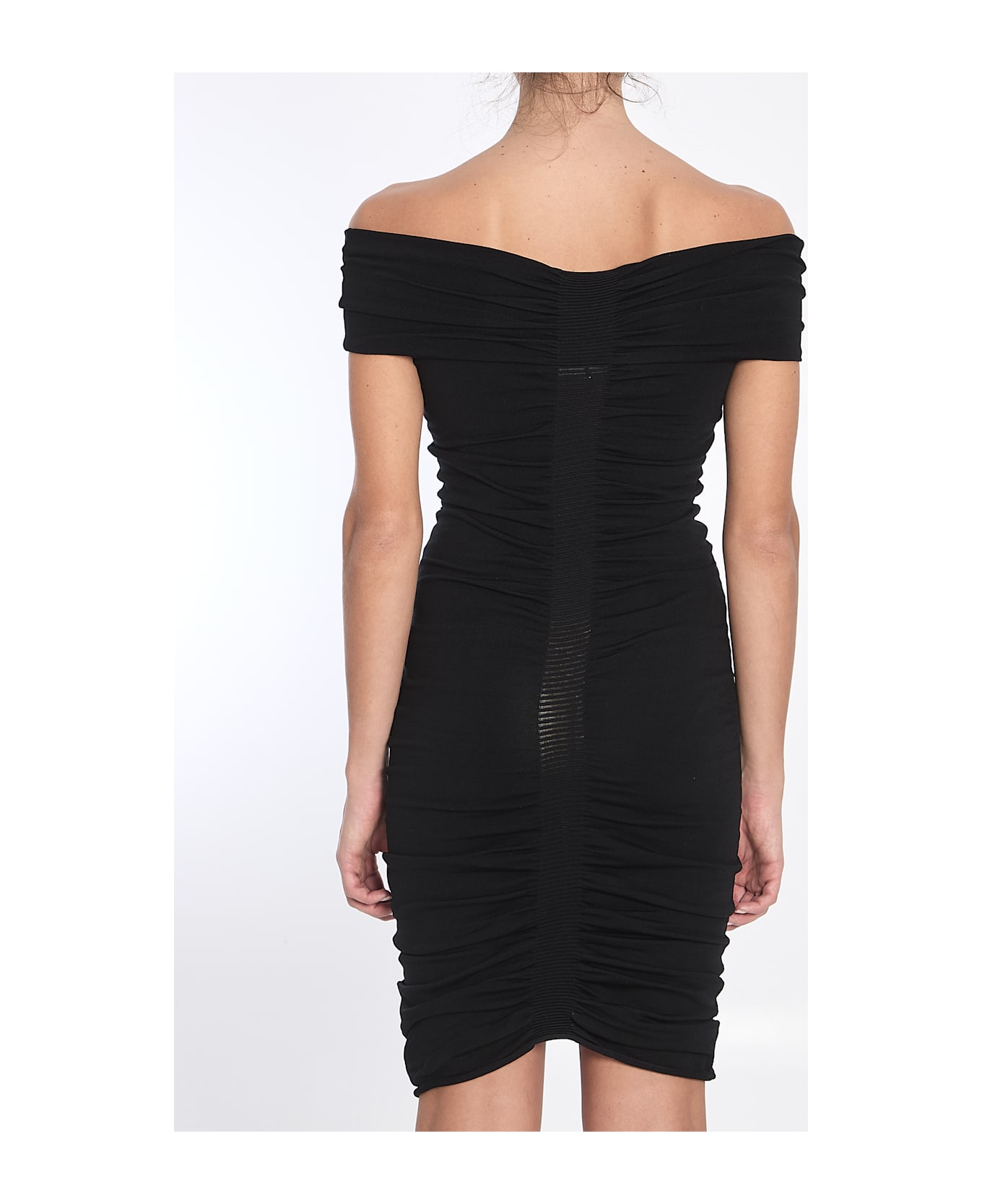 Alexander Wang Off-the-shoulder Dress With Ruches - BLACK