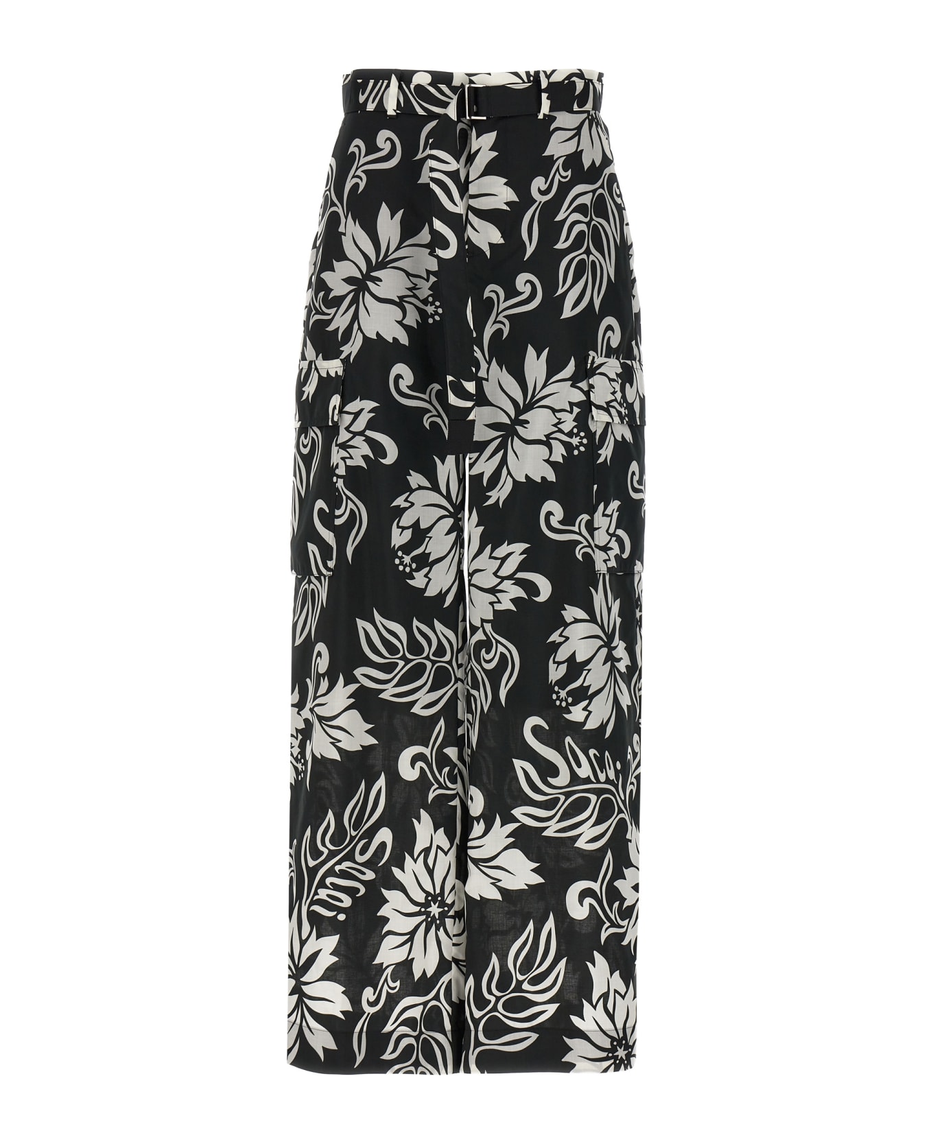Sacai Floral Print Trousers - White/Black ボトムス