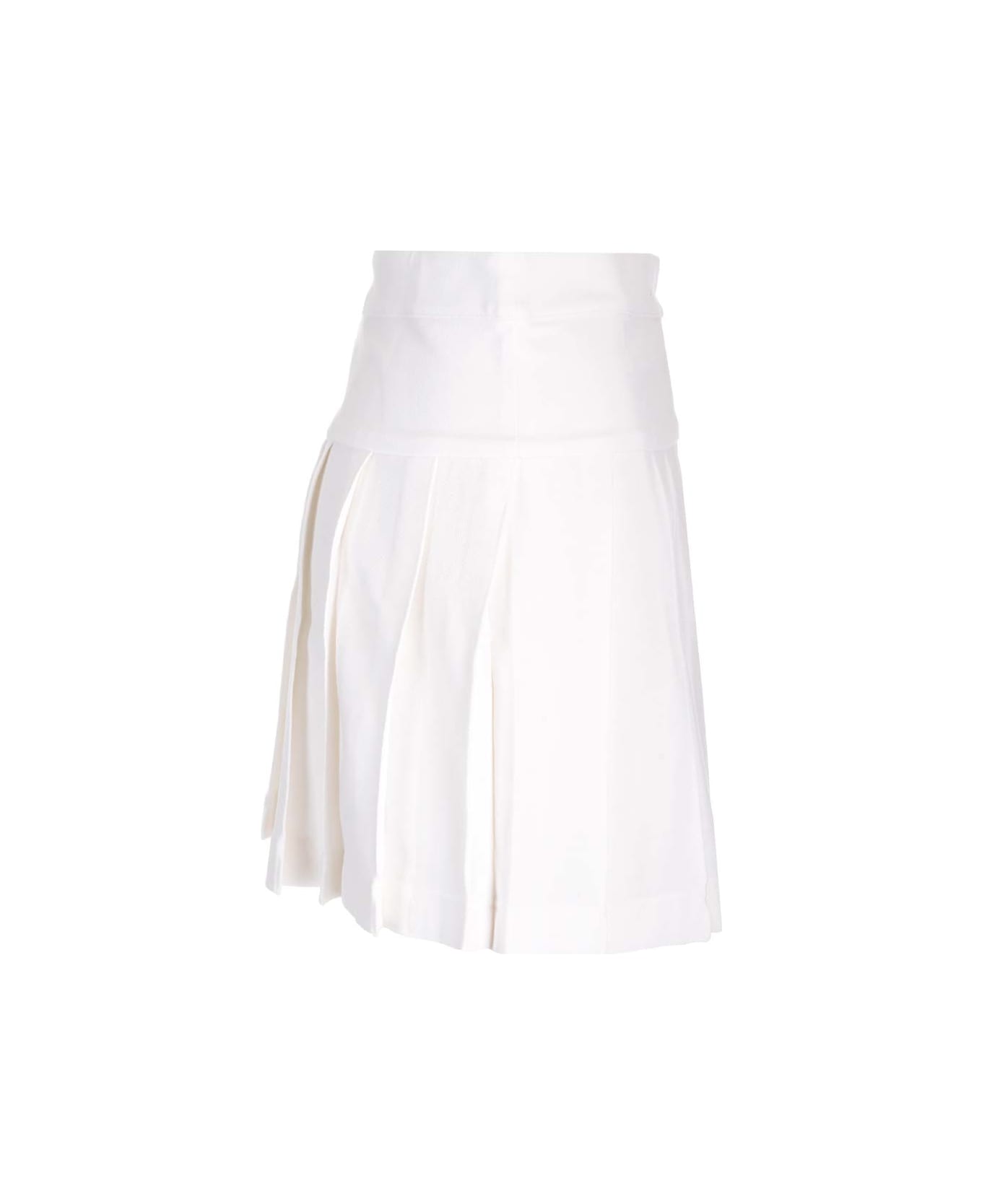 Palm Angels Monogram Embroidered Pleated Mini Skirt - Off White