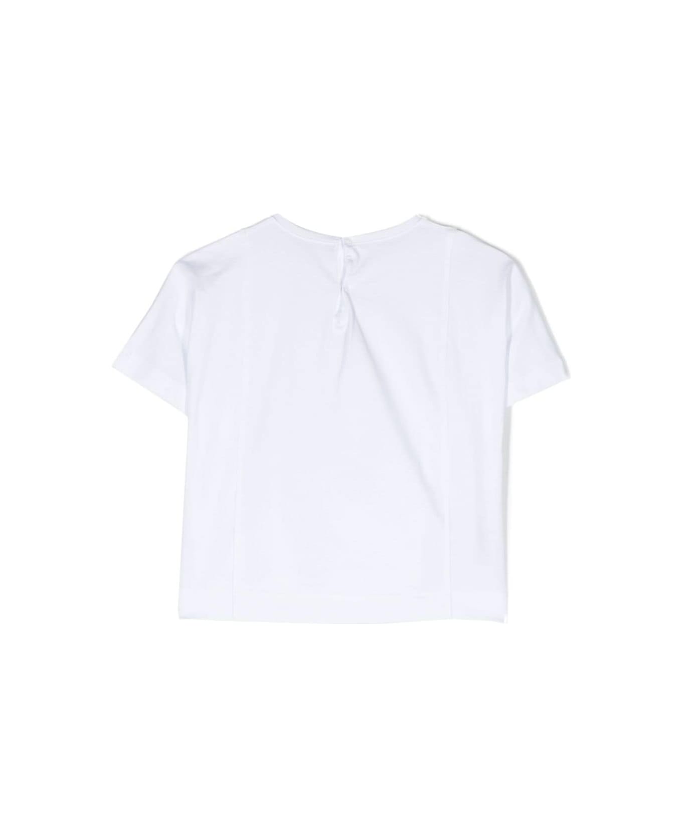 Il Gufo White T-shirt With Bow Patch In Cotton Girl - White Tシャツ＆ポロシャツ