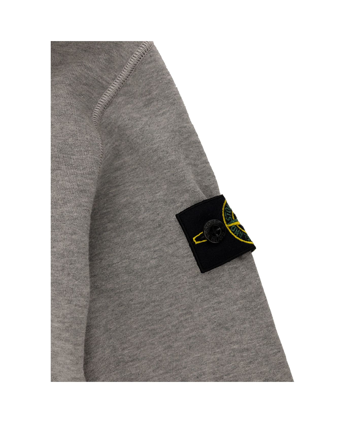 Stone Island Junior Grey Hoodie With Logo Patch In Cotton Boy - Grey