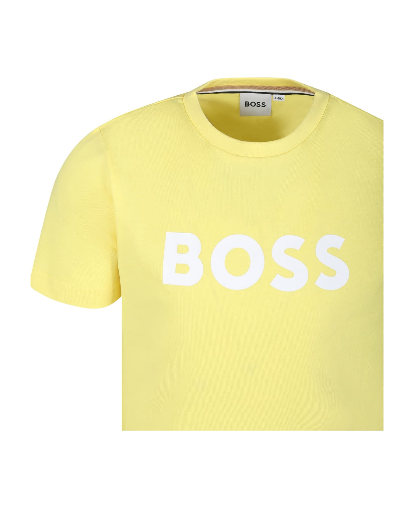 Hugo Boss Yellow T-shirt For Boy With Logo - Yellow