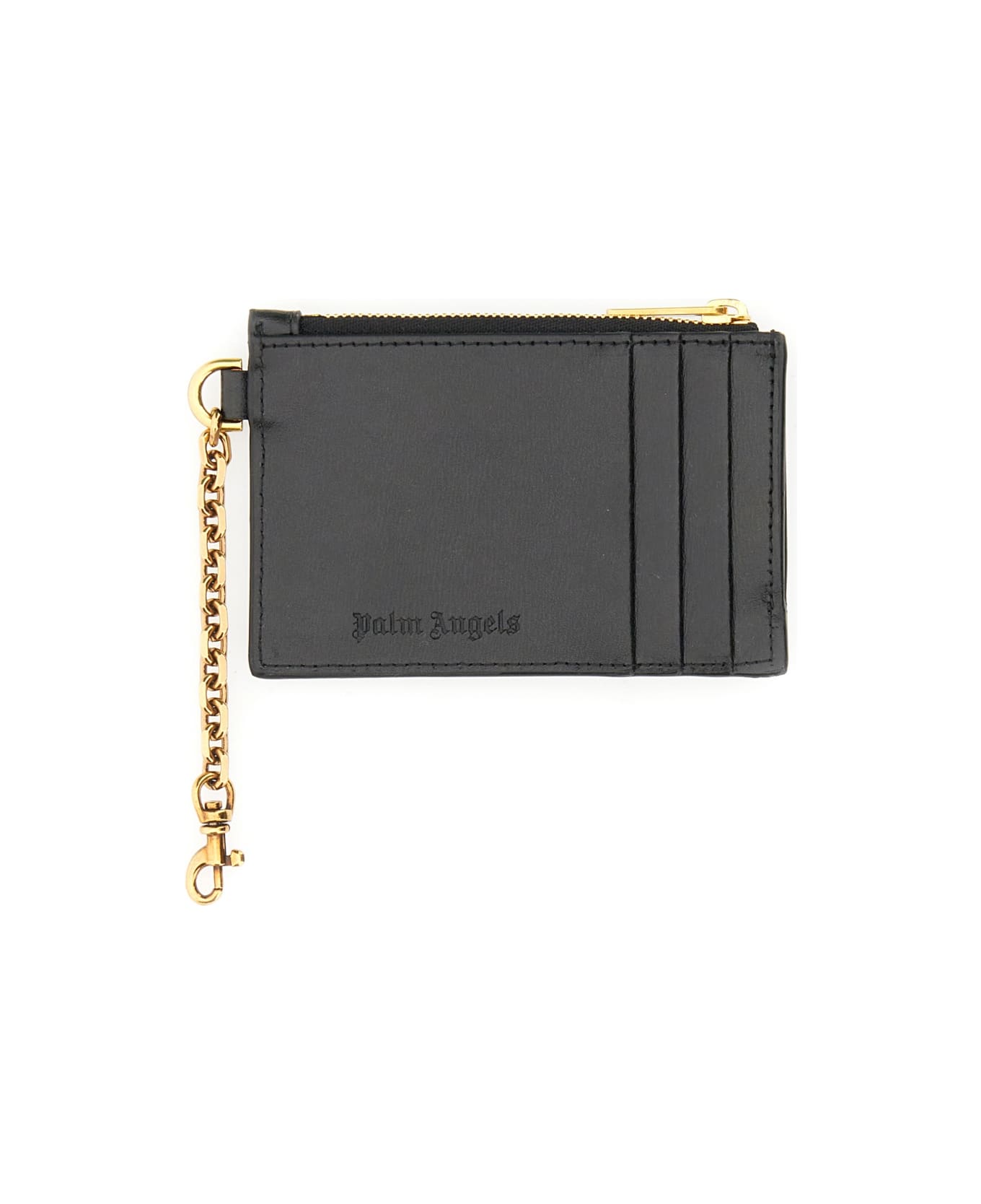 Palm Angels Card Holder With Chain "palm Beach" - BLACK
