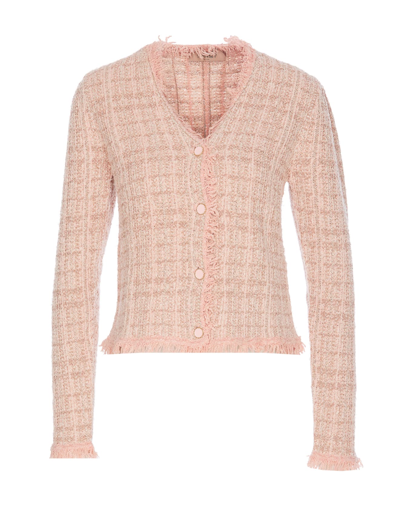 TwinSet Jacquard Lurex Knit Jacket - Pink