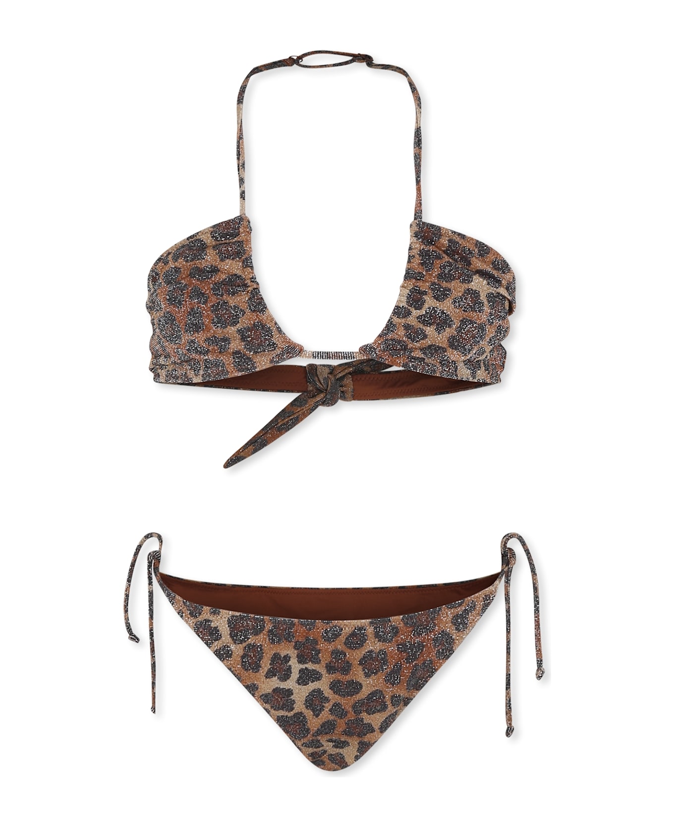 MC2 Saint Barth Brown Bikini For Girl With Animalier Print - Brown