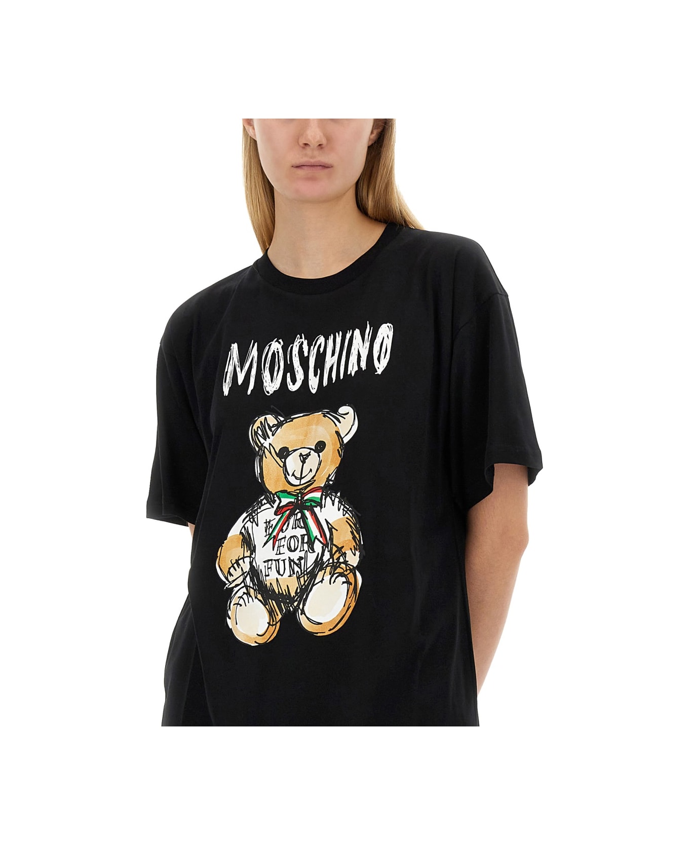 Moschino Teddy Print T-shirt - BLACK