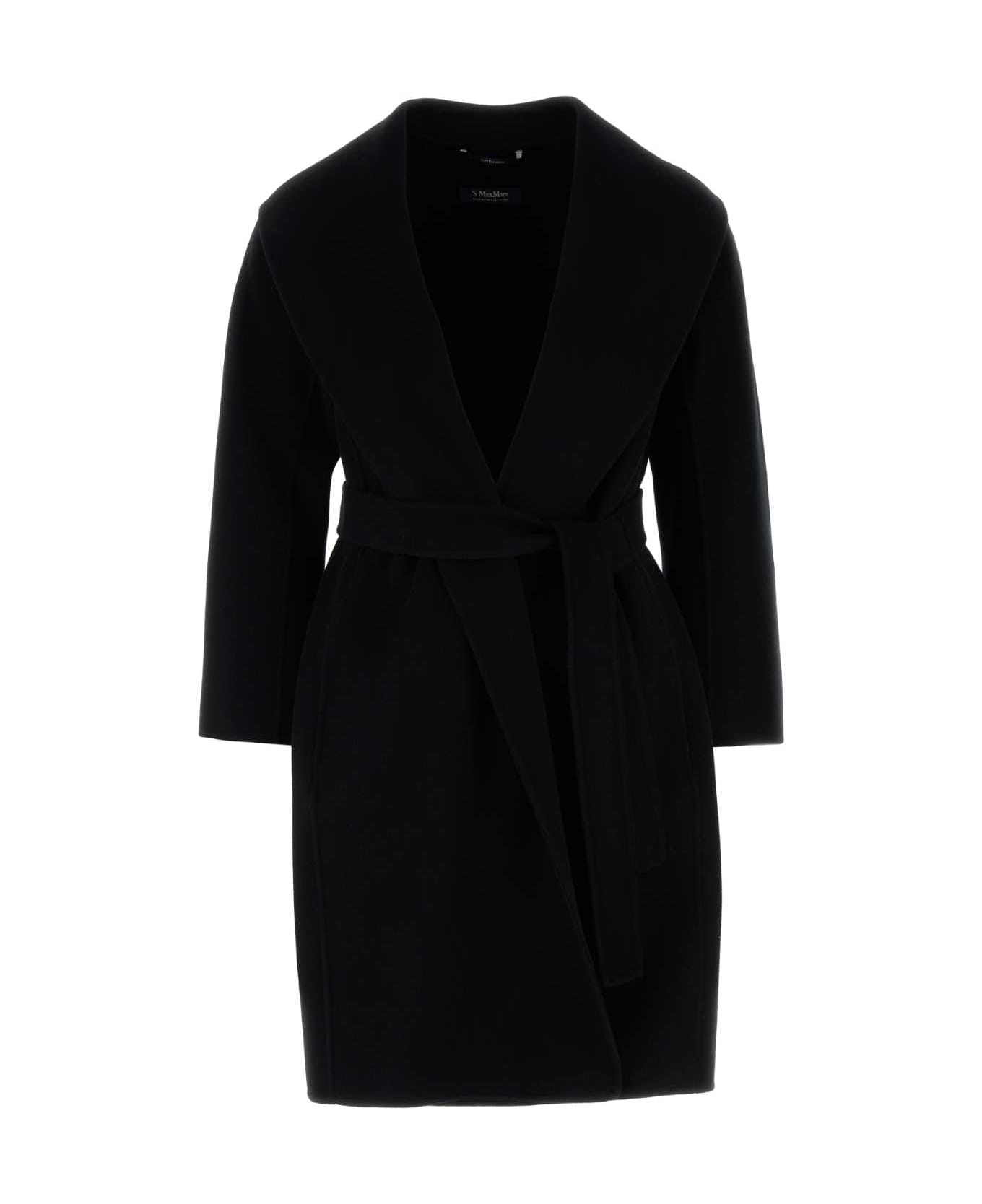 
S Max Mara Black Wool Messi Coat - NERO