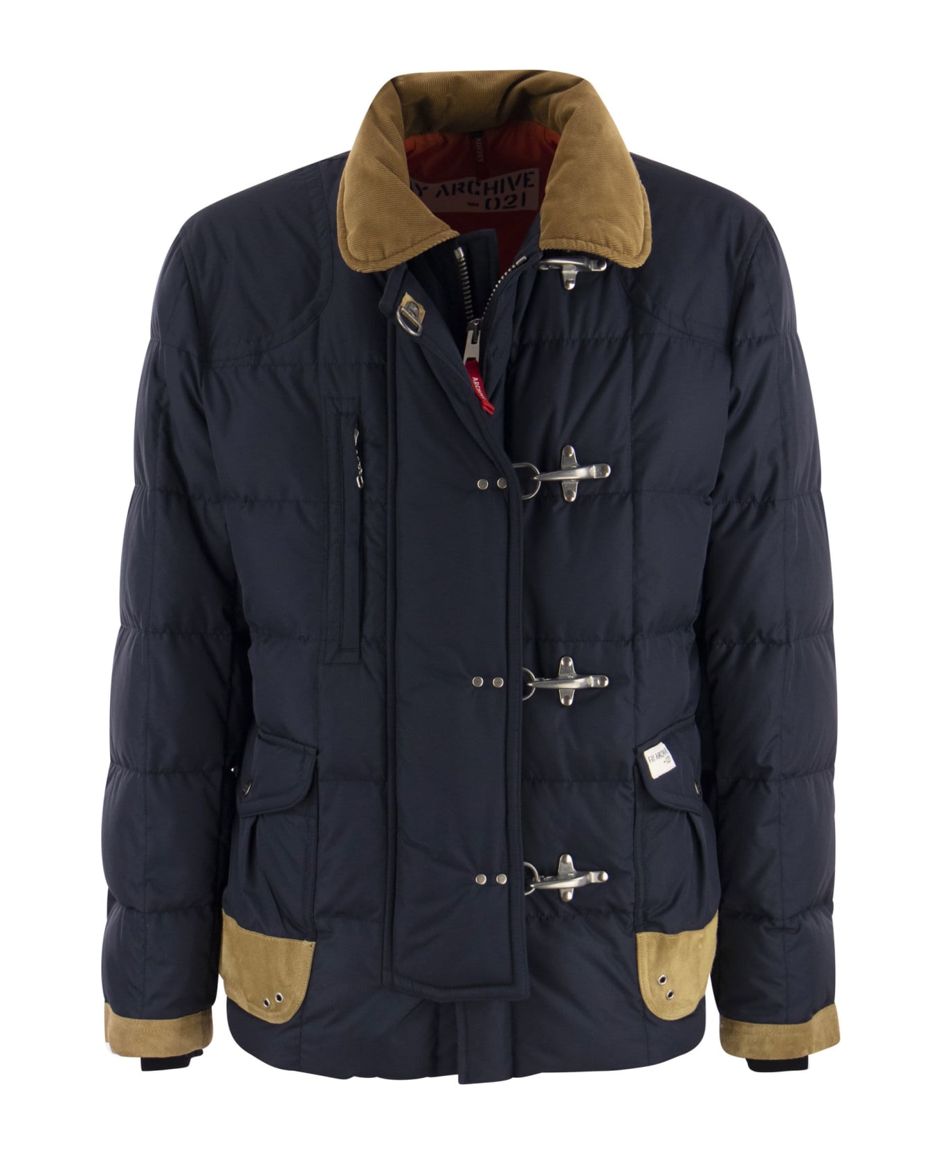 Fay 4 Jackets - Padded Coat With Velvet Collar - Blu notte scuro