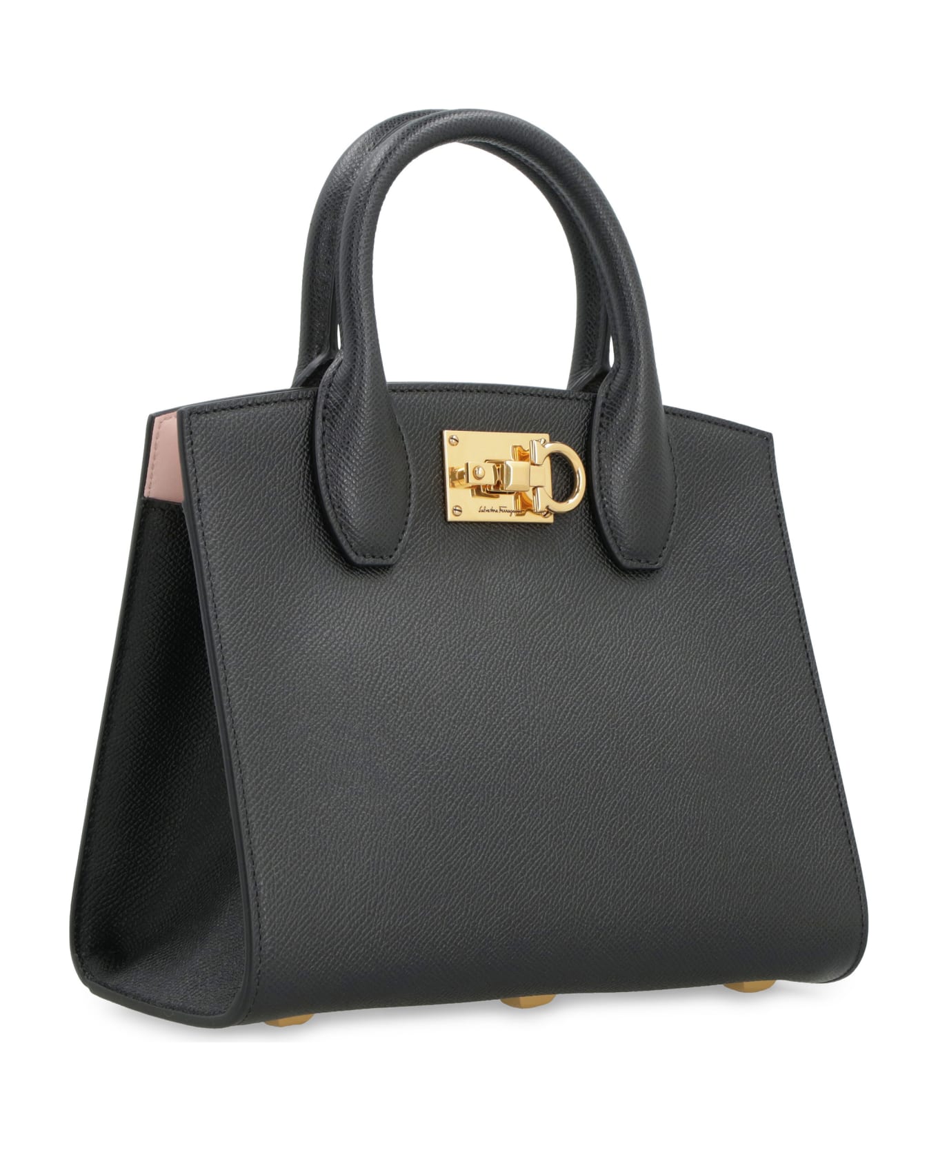 Ferragamo Studio Box Leather Mini Handbag - black