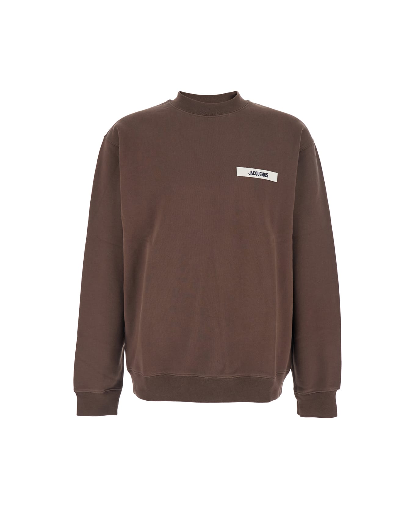 Jacquemus 
le Sweatshirt Gros-grain
 Brown Sweatshirt With Logo Patch In Cotton Man - Brown