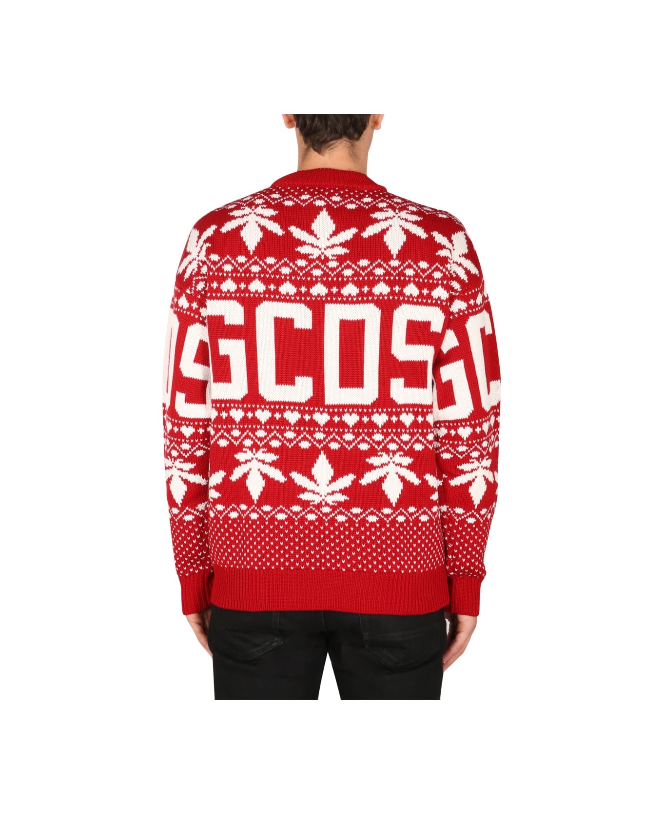 GCDS Christmas Sweater With Logo - RED