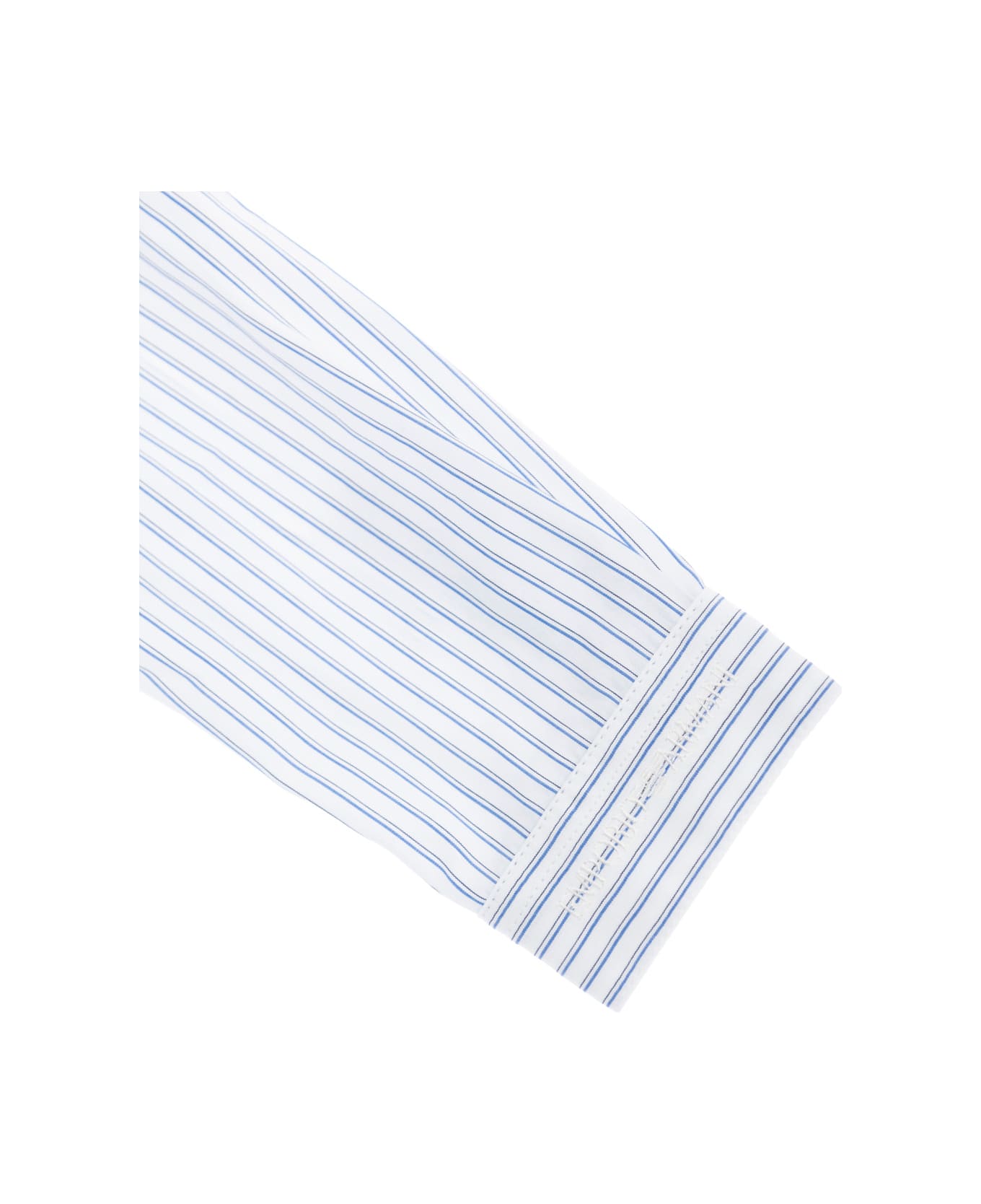 Emporio Armani Light Blue Shirt With All-over Strpied Motif And Logo Lettering Embroidery On The Cuff In Cotton Baby - Light blue