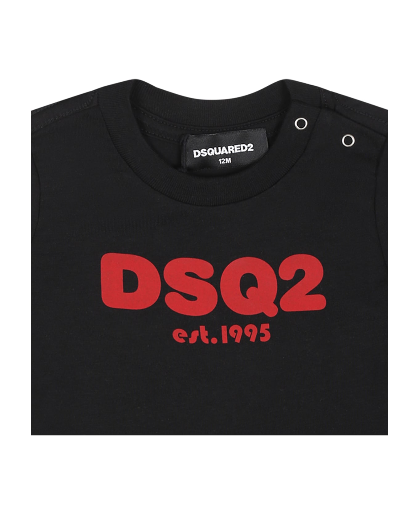 Dsquared2 Black T-shirt For Baby Boy With Logo - Black