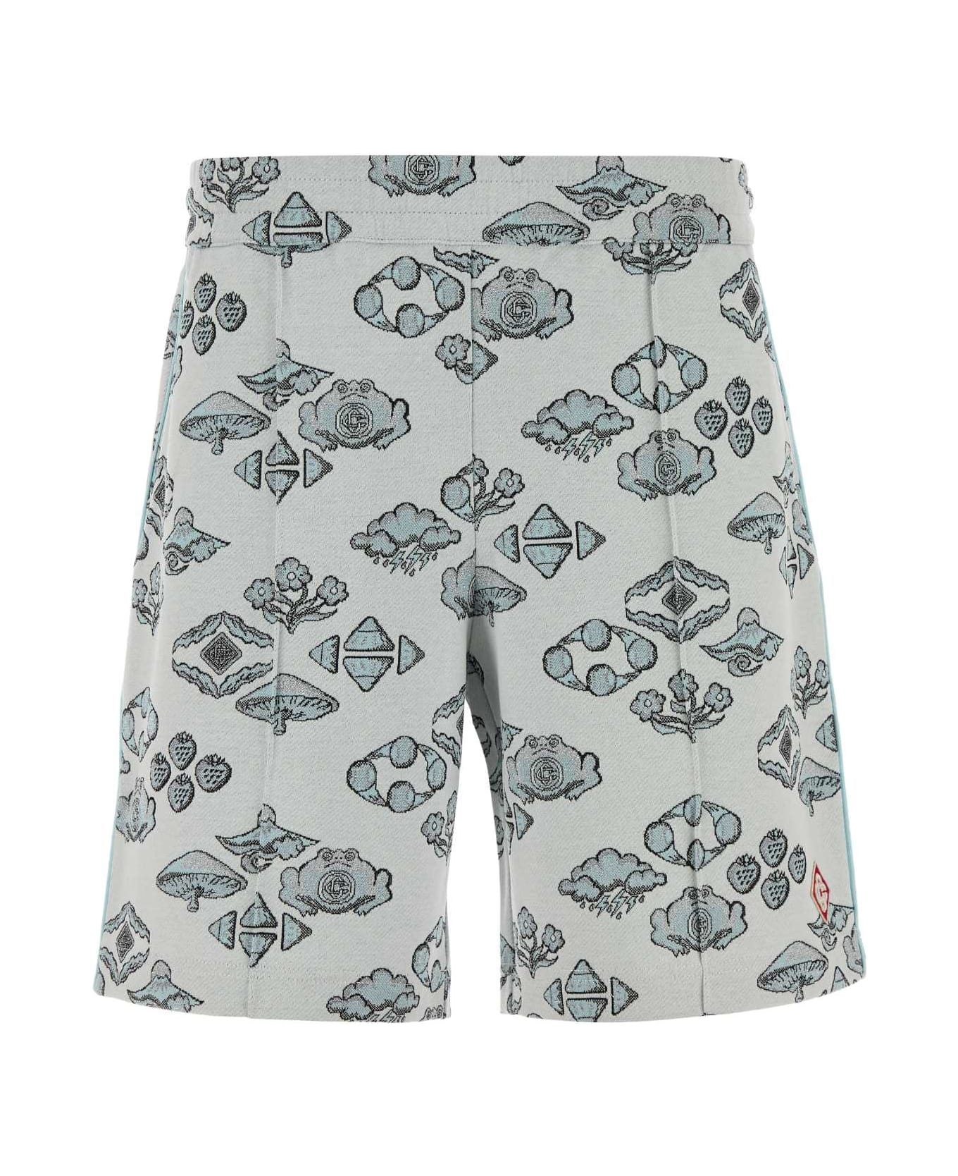 Casablanca Embroidered Stretch Jacquard Bermuda Shorts - OFFWHITEMULTI