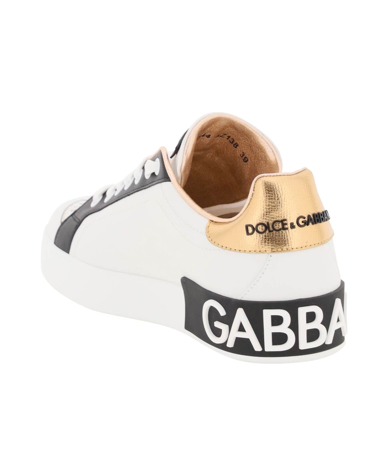 Dolce 
Gabbana Portofino Sneakers With Dg Heart - Bianco