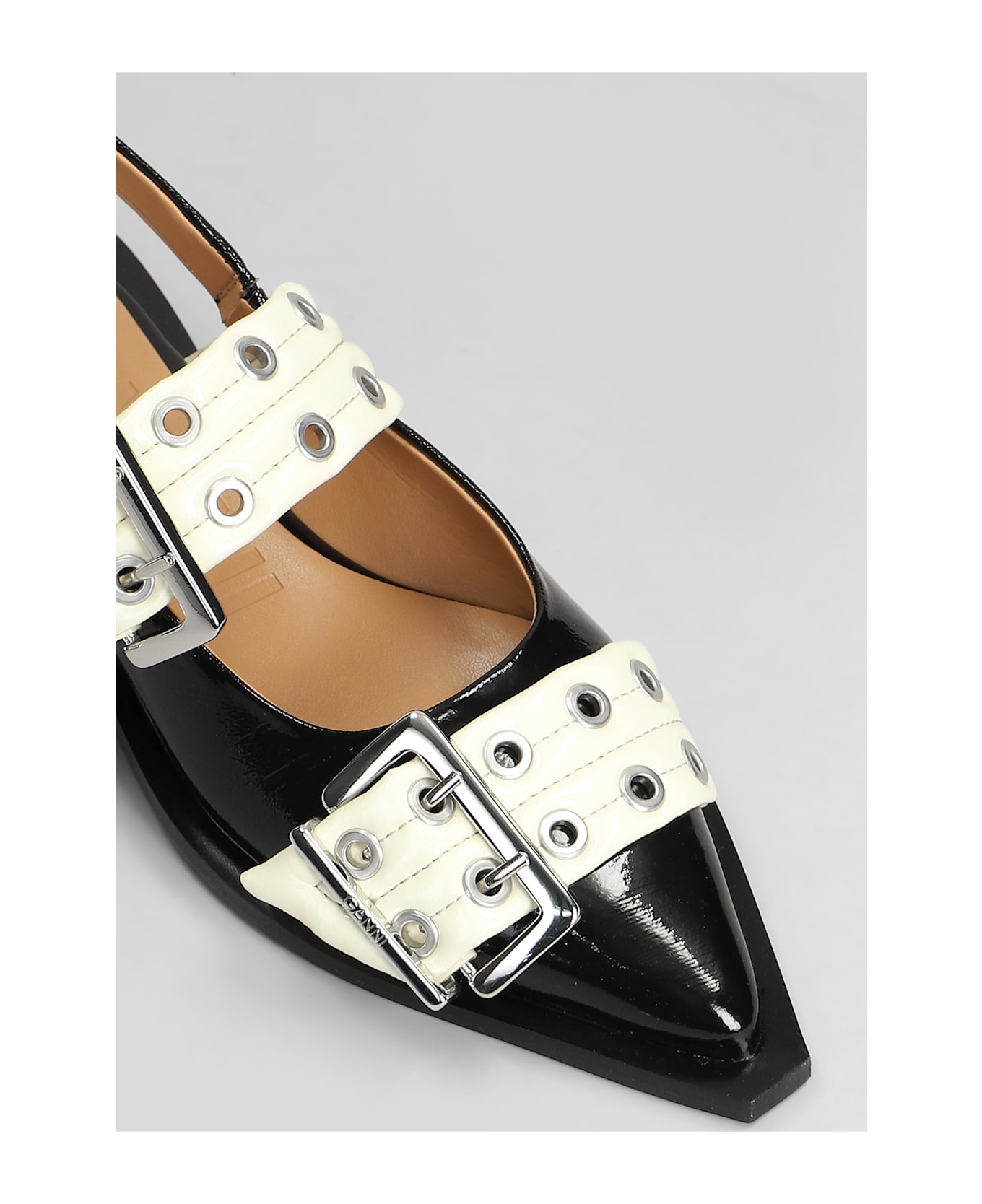 Ganni Ballet Flats In Black Polyuretan - black