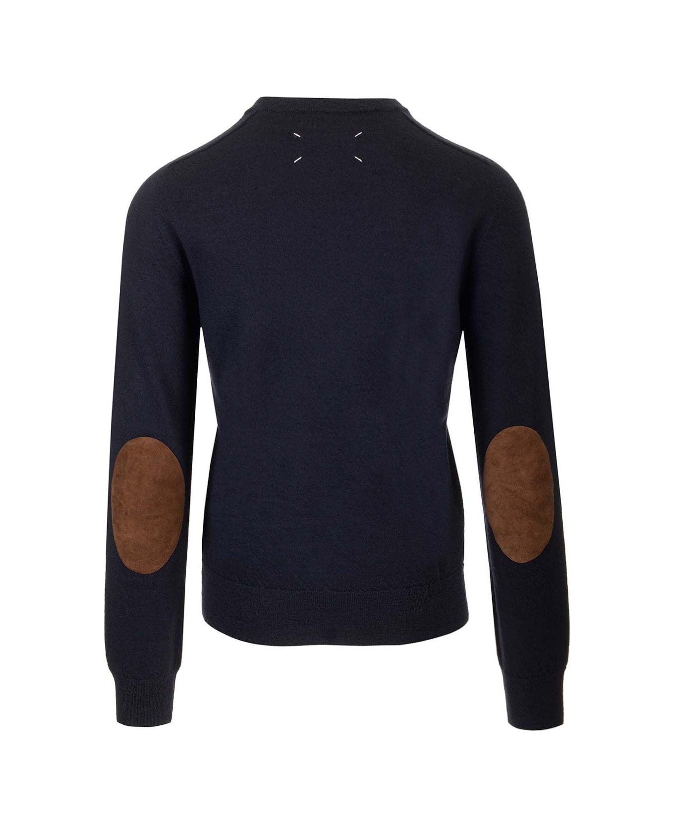 Maison Margiela Sweater With Suede Patches - Blue