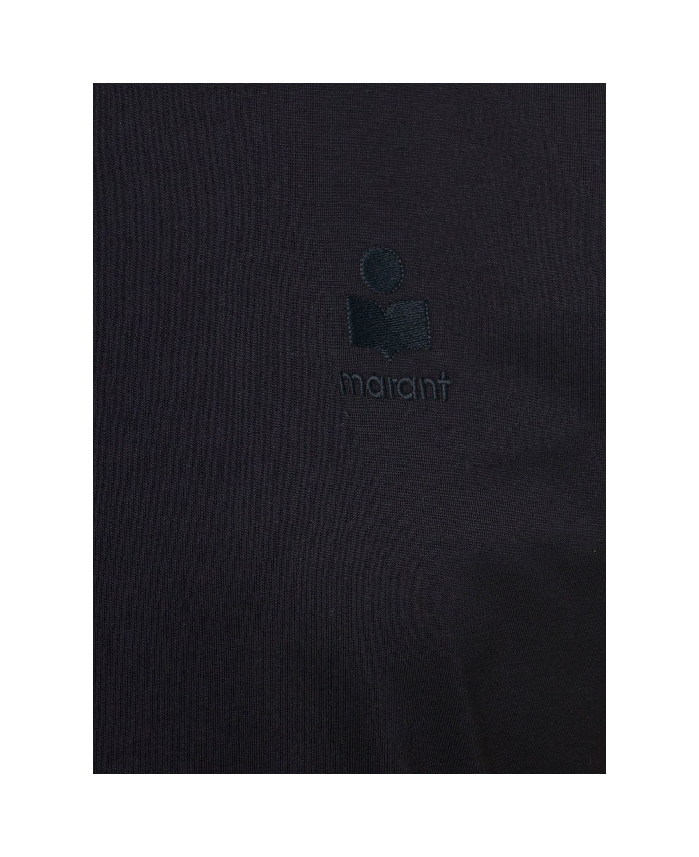 Marant Étoile Black Crewneck T-shirt With Logo Embroidery In Cotton Woman Isabel Marant Etoile - Black