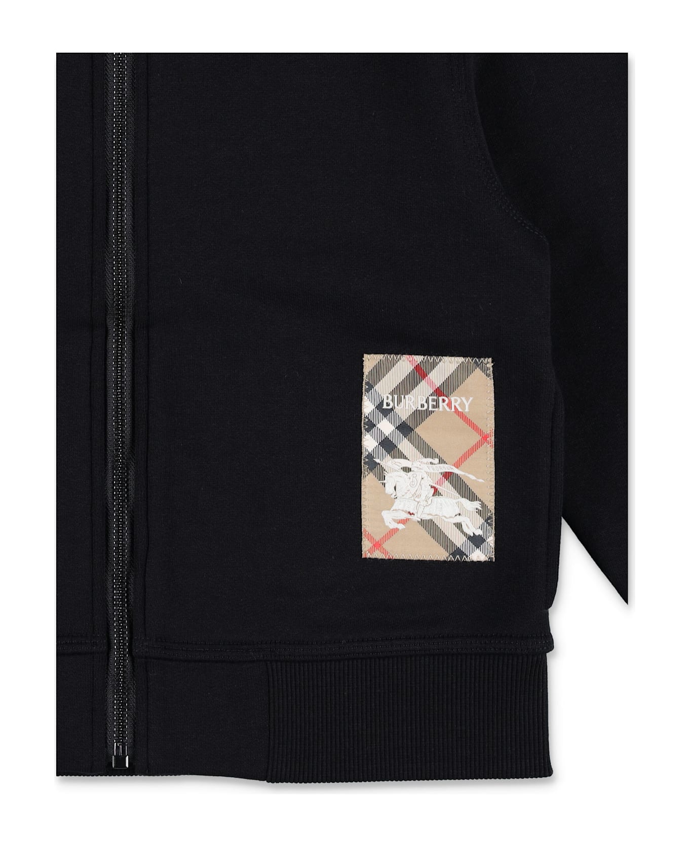 Burberry Kid - Check Label Zip Hoodie - BLACK