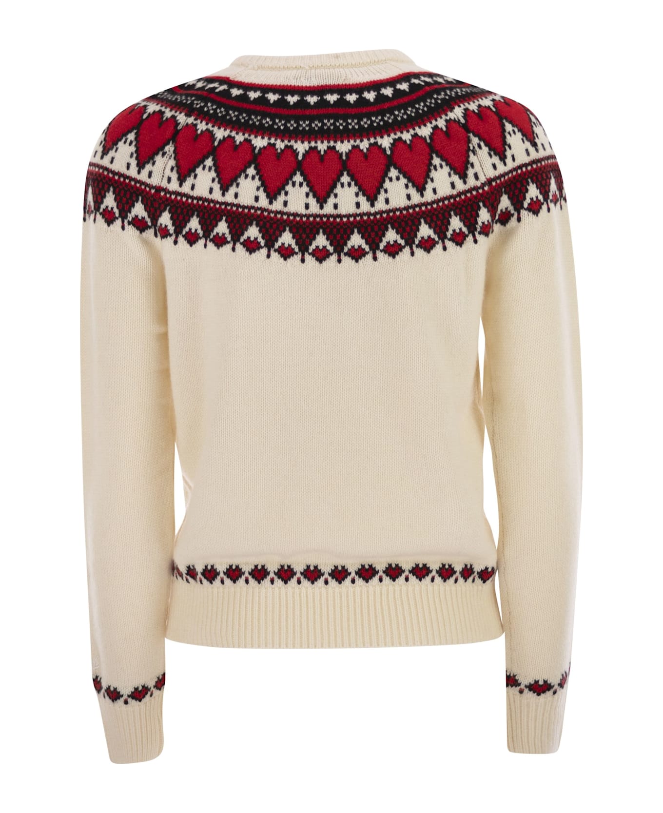 MC2 Saint Barth Nordic-style Heart Pattern Jumper - White