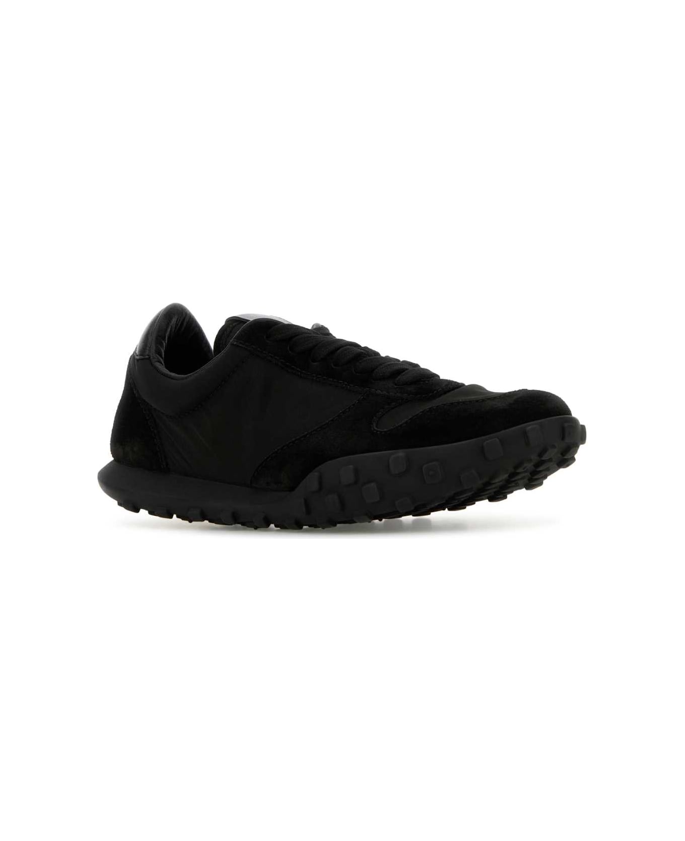 Jil Sander Black Fabric And Suede Sneakers - Black