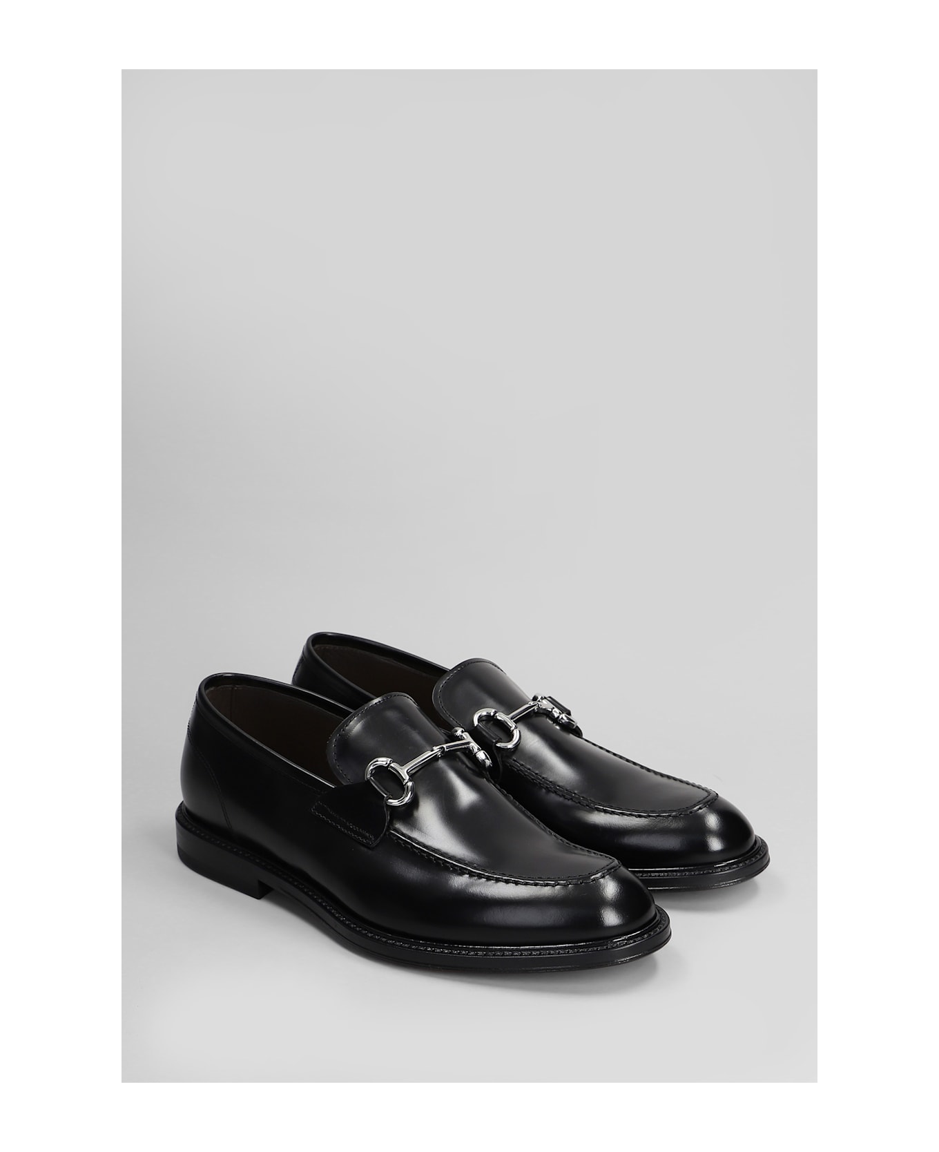 Green George Loafers In Black Leather - black