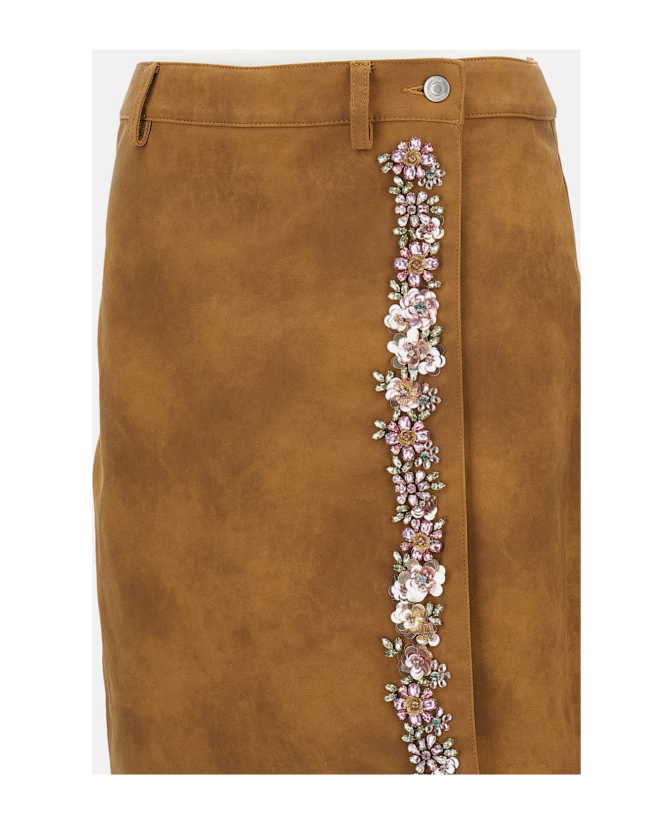 Des Phemmes Eco Suede Midi Skirt - Brown