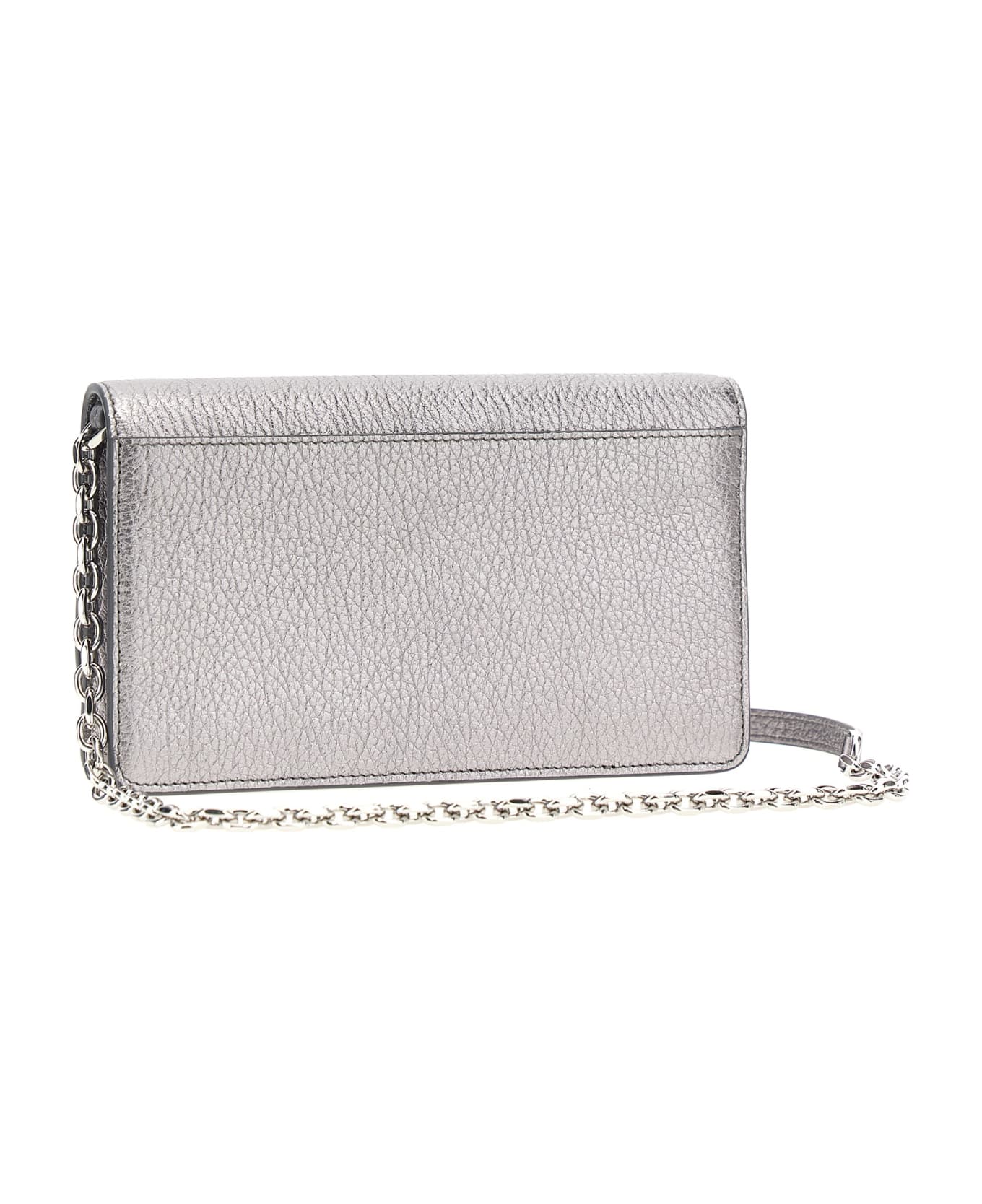 Maison Margiela 'four Stitches' Wallet On Chain - Silver