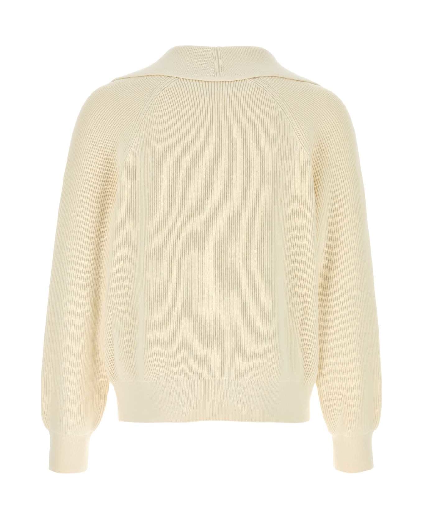 Bottega Veneta Cream Cotton Blend Sweater - CHALK