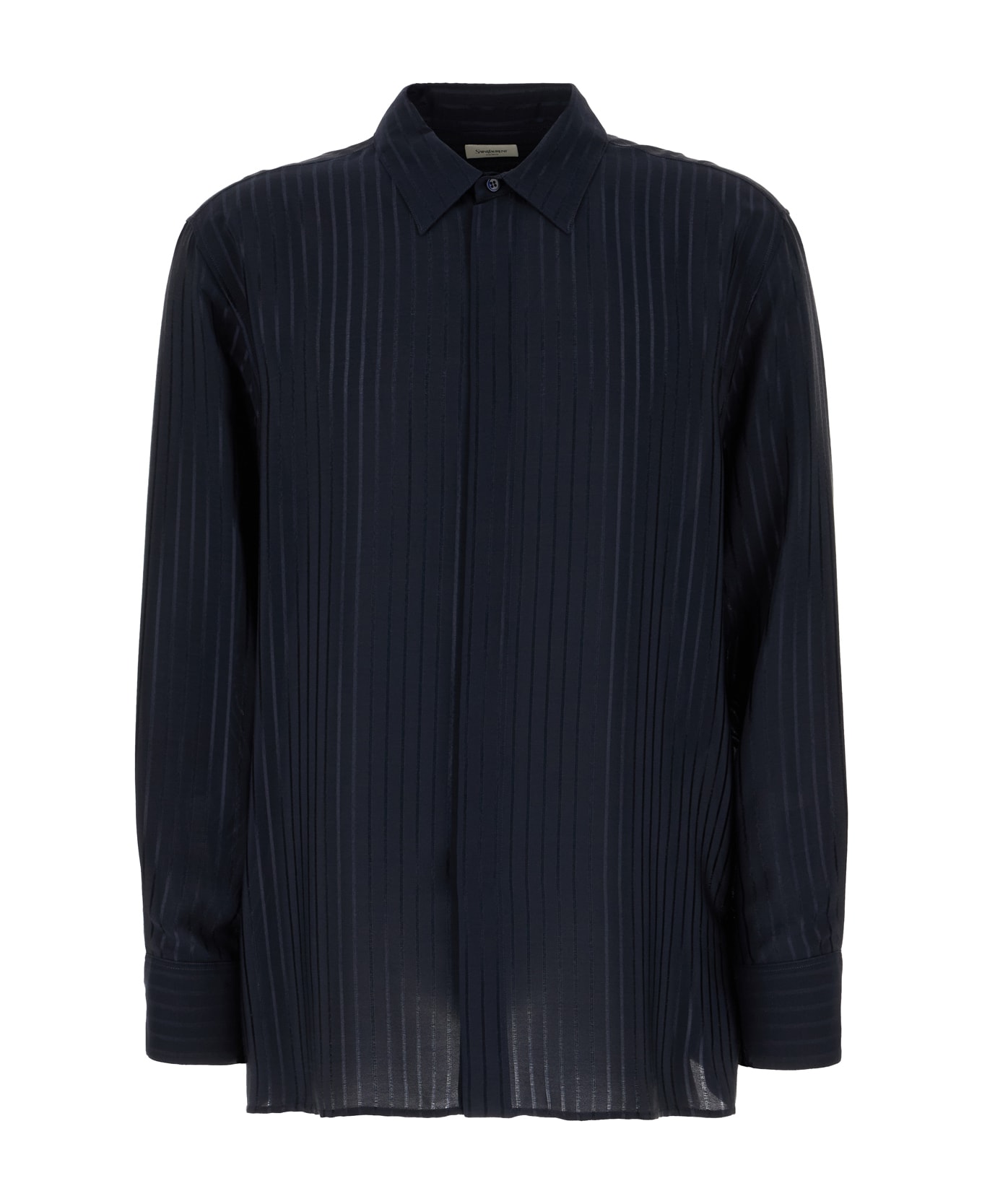 Navy Blue Silk Shirt - Thumbnail 2