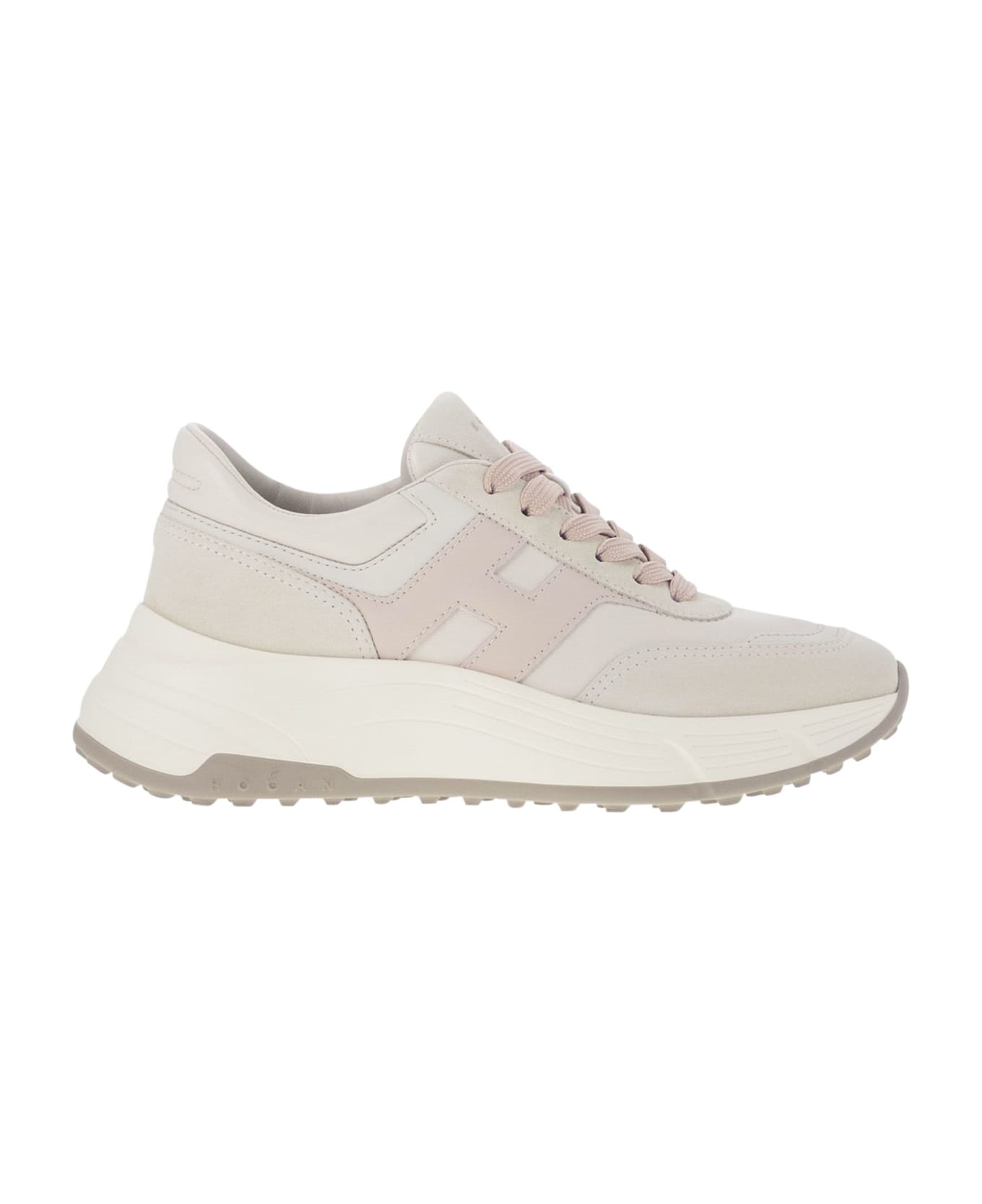 Hogan Hi-fi Trainers With Side H - White/pink