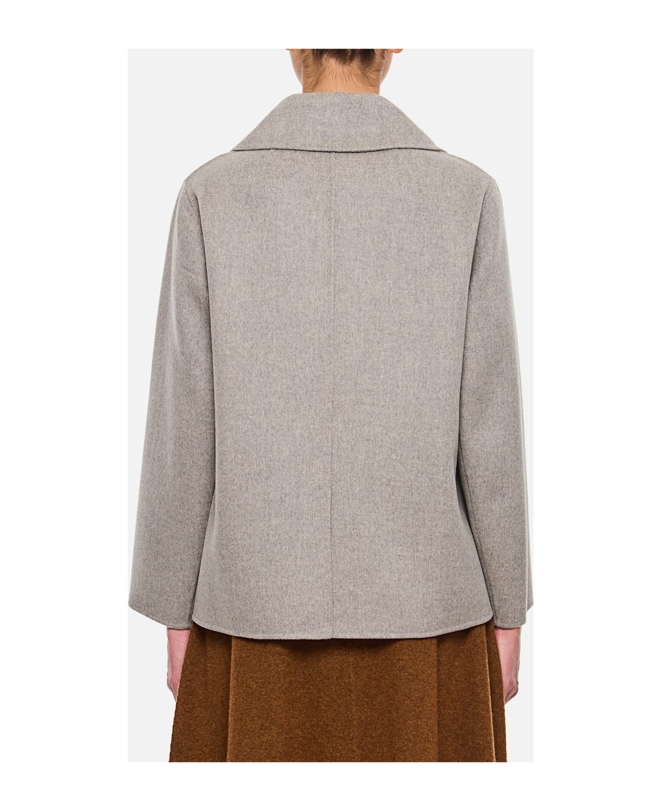 
S Max Mara Margot Peacot With Gold Botton - Grey