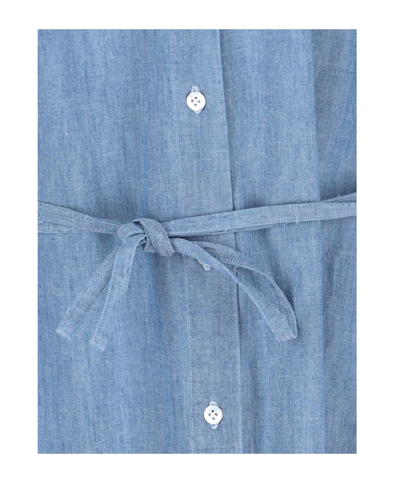 Finamore Maxi Chemisier Dress - Light Blue