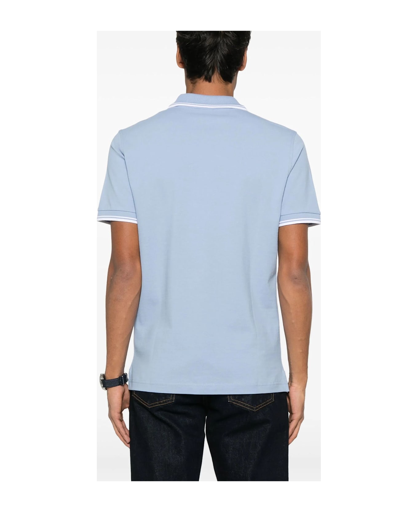 Fay Light Blue Cotton Pique Polo Shirt - Blue ポロシャツ