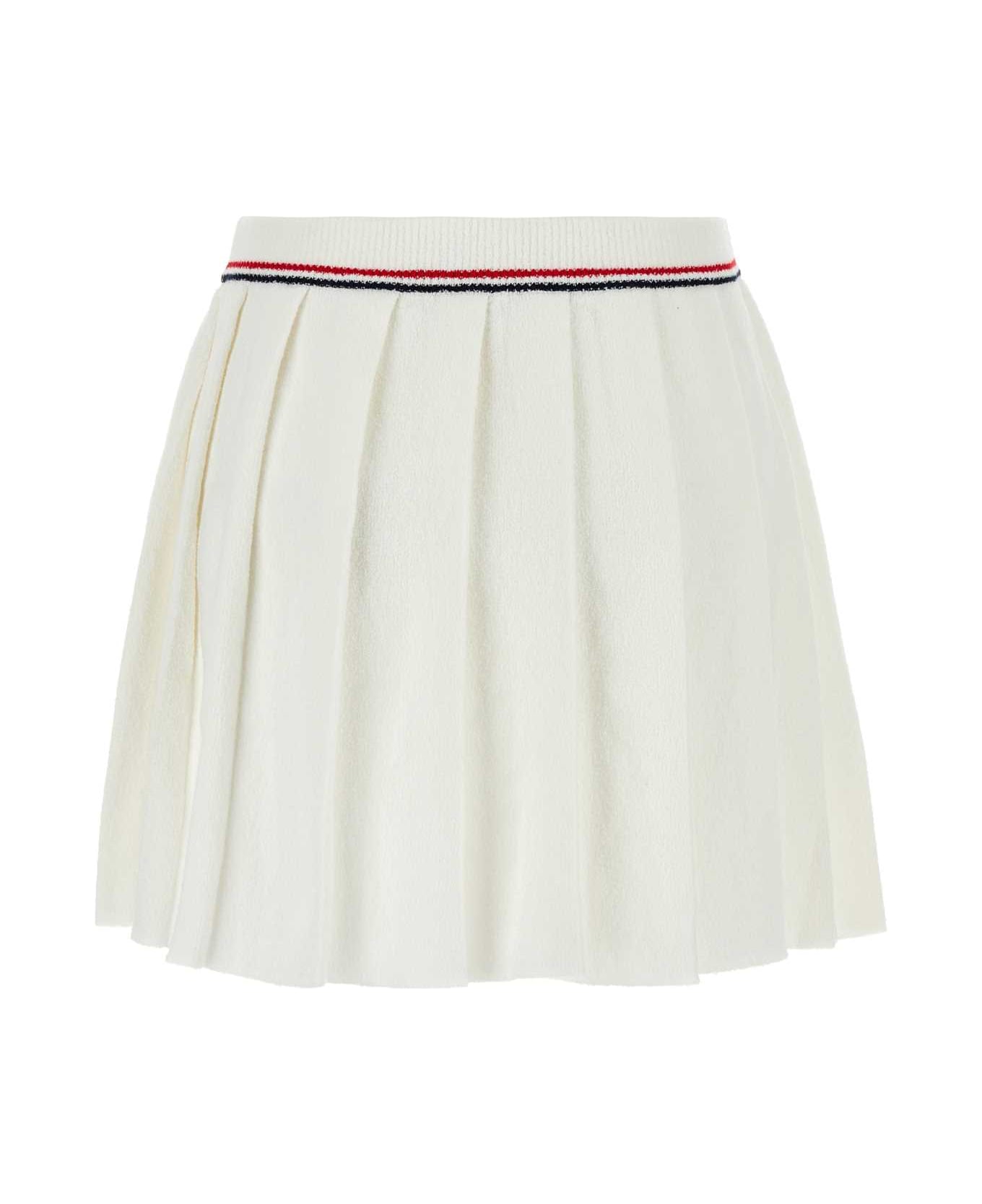 Miu Miu White Stretch Terry Fabric Skirt - BIANCO