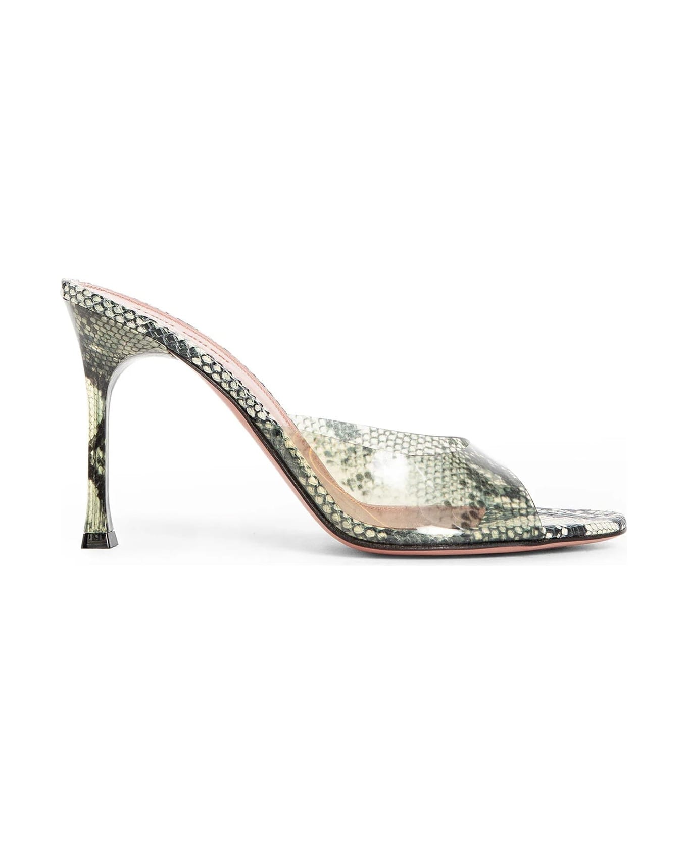 Amina Muaddi Alexa Glass 95 Snake Sandals - Green
