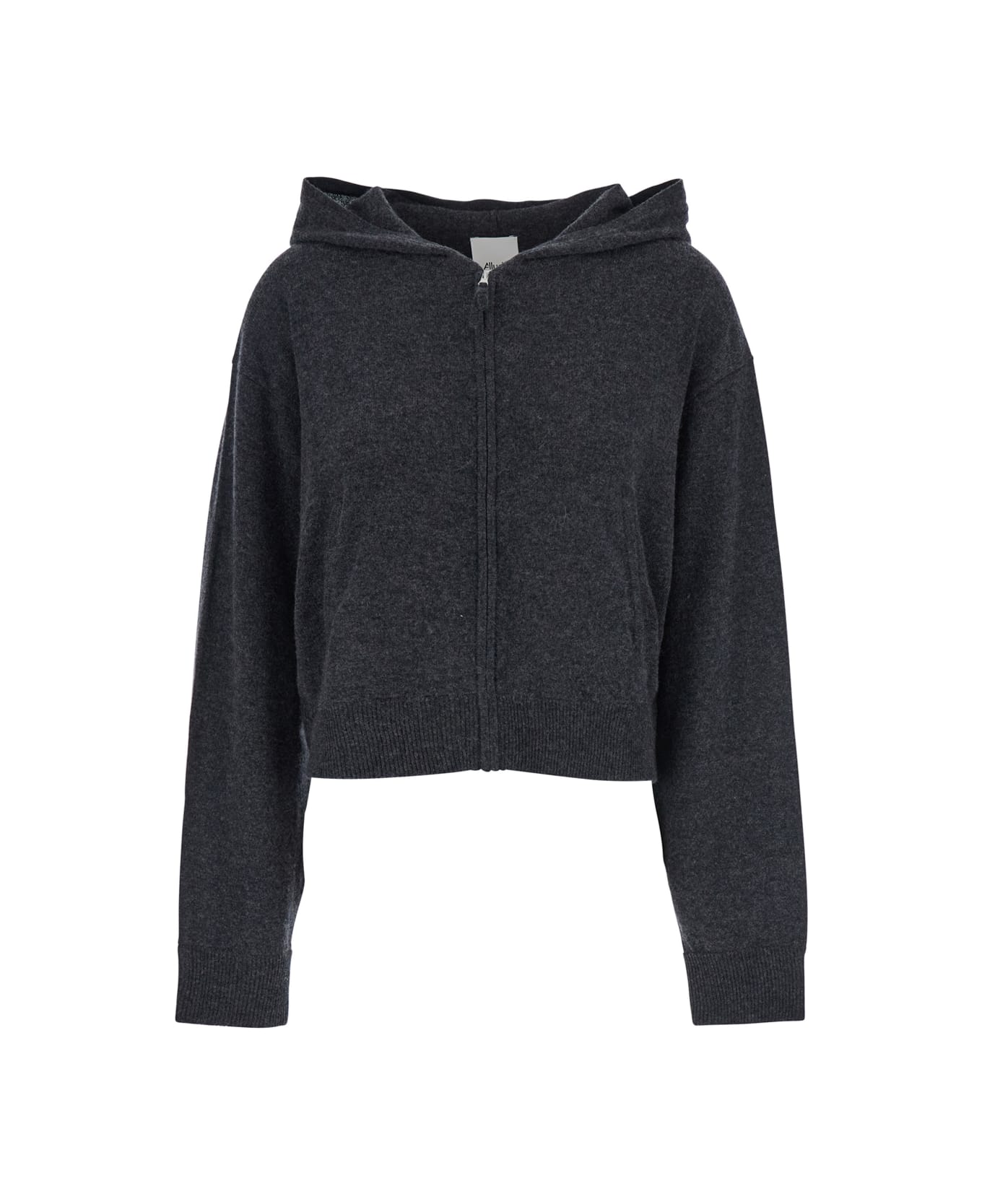 Allude Grey Zip-up Hoodie With Zip Closure In Wool Woman - Grey