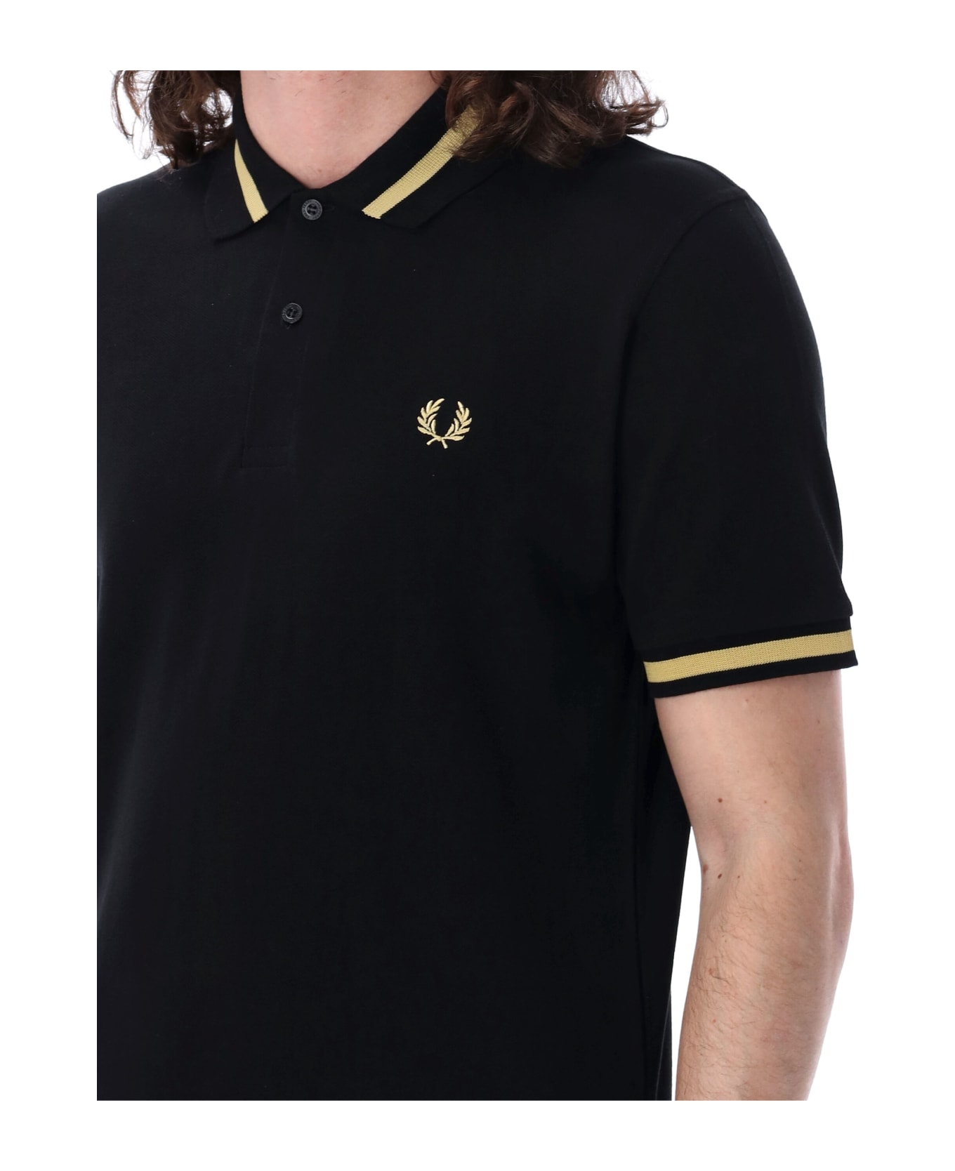 Fred Perry The Single Tipped Polo Shirt - BLACK CHAMPAGNE