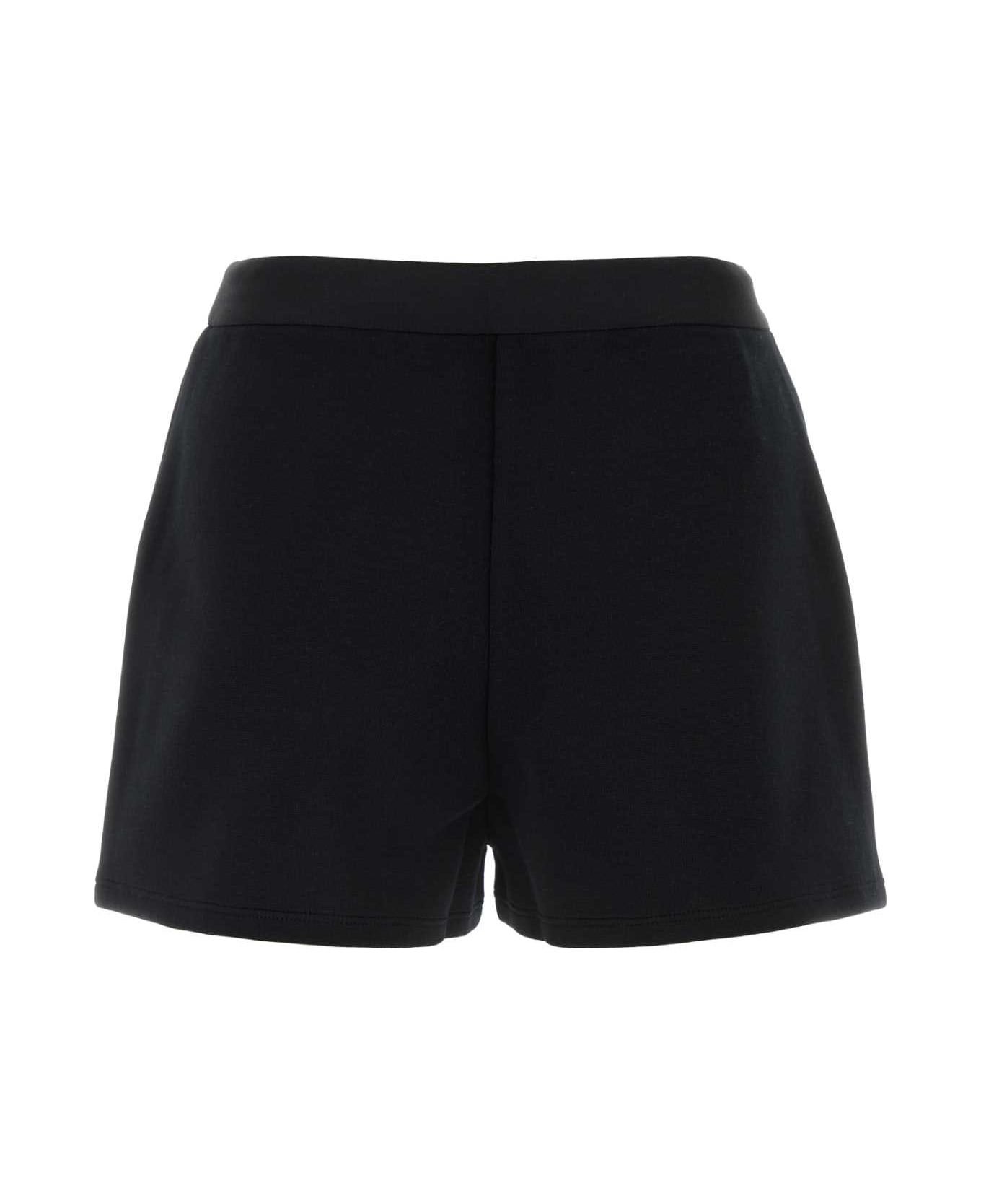 Prada Black Stretch Cotton Blend Shorts - NERO