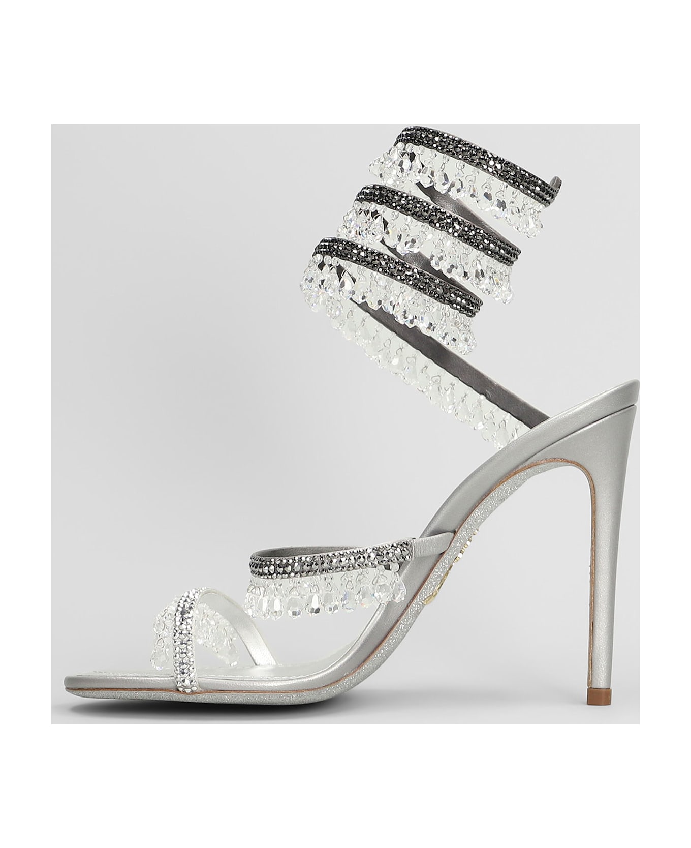 René Caovilla Chandelier Sandals In Silver Leather - silver