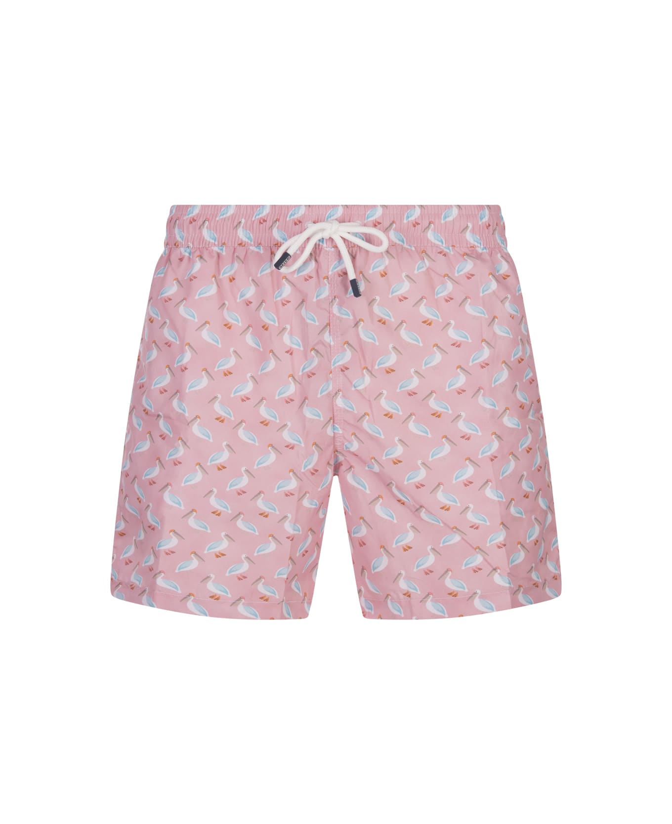 Fedeli Pink Swim Shorts With Pelican Pattern - Pink