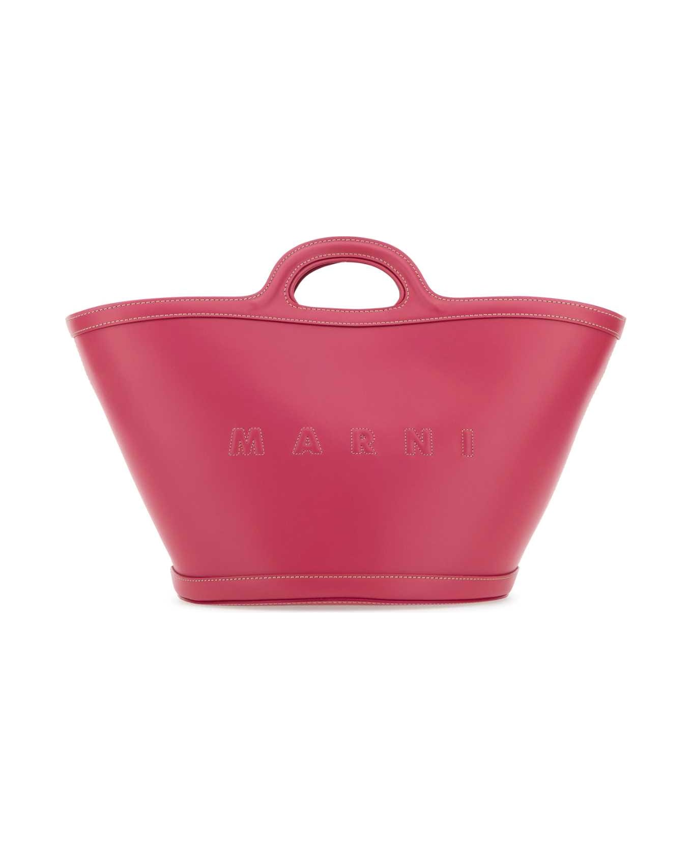 Marni Dark Pink Leather Small Tropicalia Handbag - LIGHTORCHID
