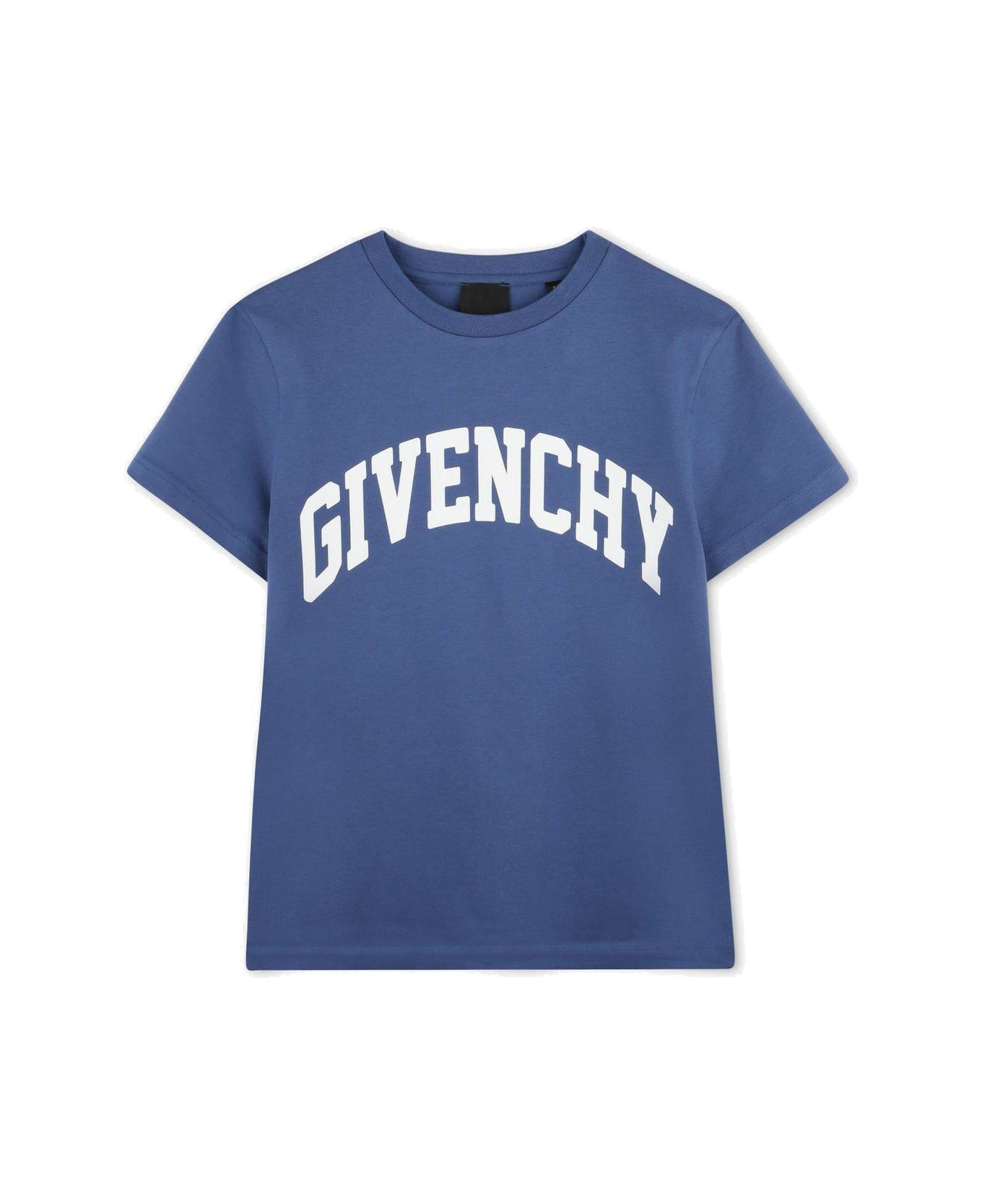 Givenchy Logo Printed Crewneck T-shirt - Blue