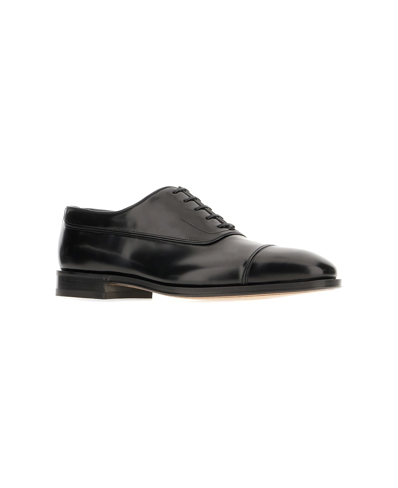 Ferragamo Black Leather Lace-up Shoes - Nero