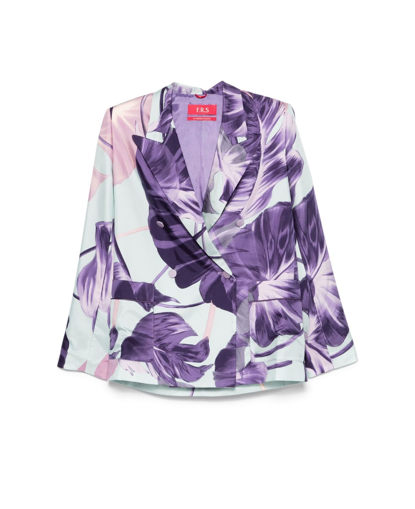 For Restless Sleepers Printed Silk Double-breasted Jacket - Purple