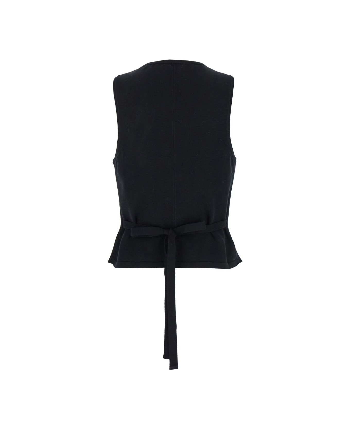 Federica Tosi Black Sleeveless Vest With V Neck In Viscose Blend Woman - Black