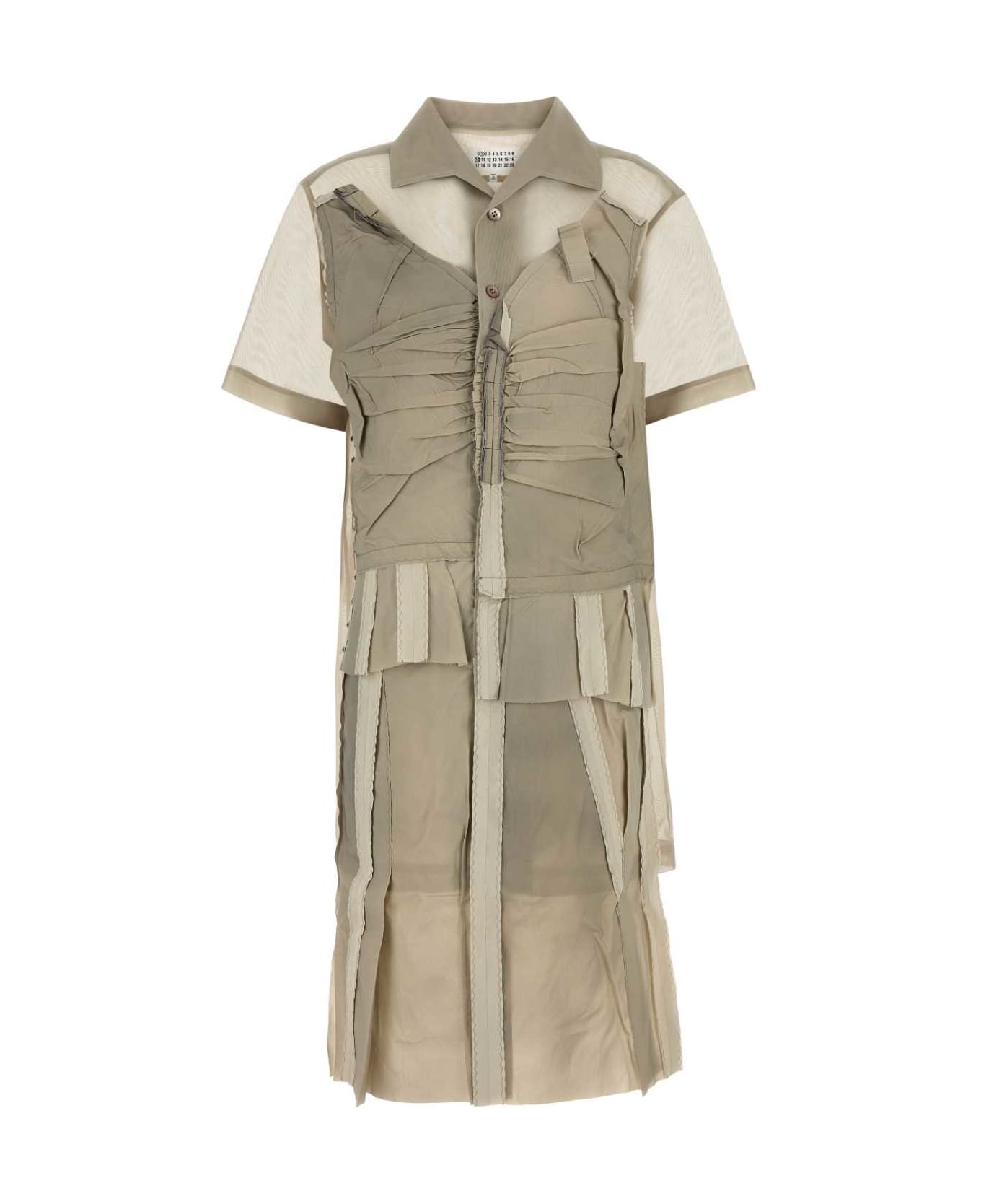 Maison Margiela Cappuccino Mesh Shirt Dress - STONEANDPOWDER