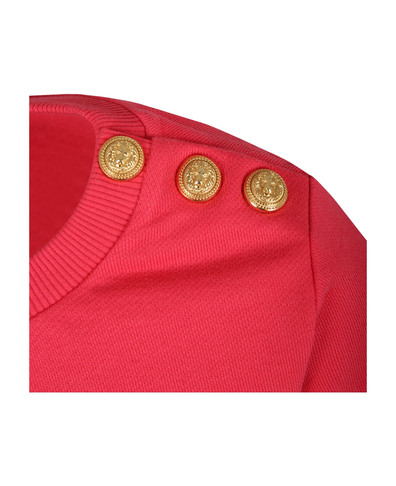 Balmain Fuchsia Sweatshirt For Girl With Logo - Fuchsia ニットウェア＆スウェットシャツ