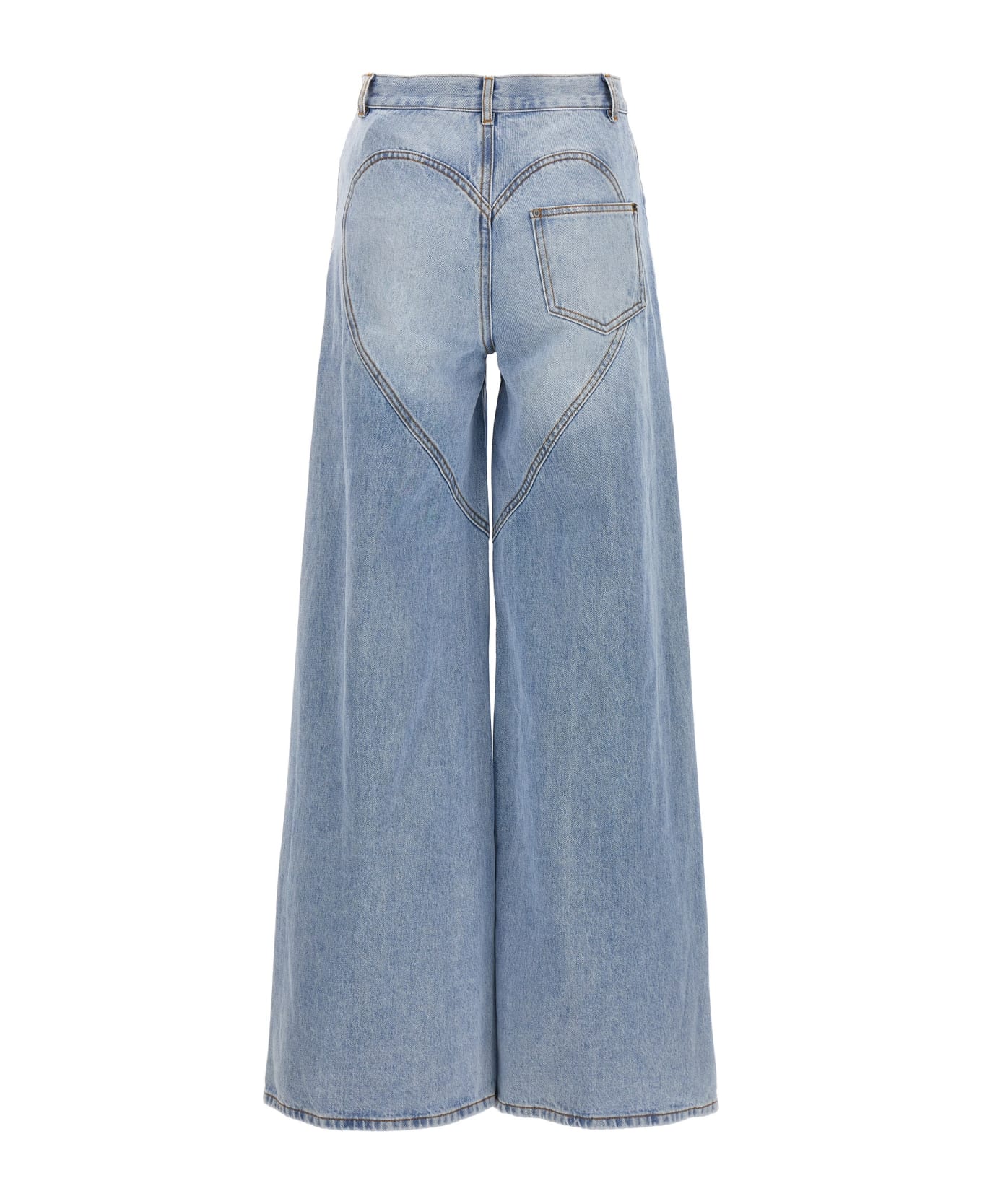 AREA Jeans 'wide Leg Crystal Slit' - Light Blue